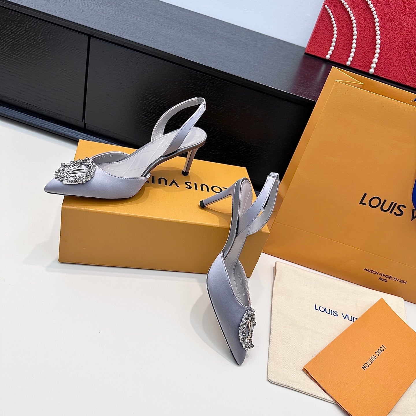 LV 26s Slingback 75 Light Lavender Premium Satin 622446
