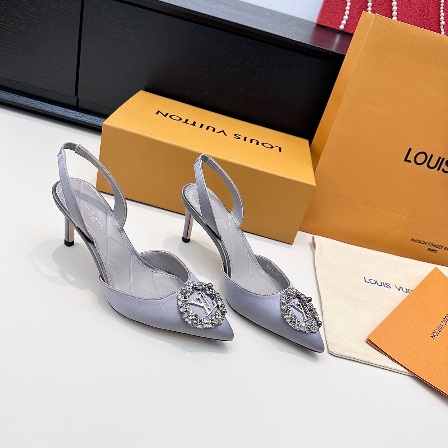 LV 26s Slingback 75 Light Lavender Premium Satin 622446