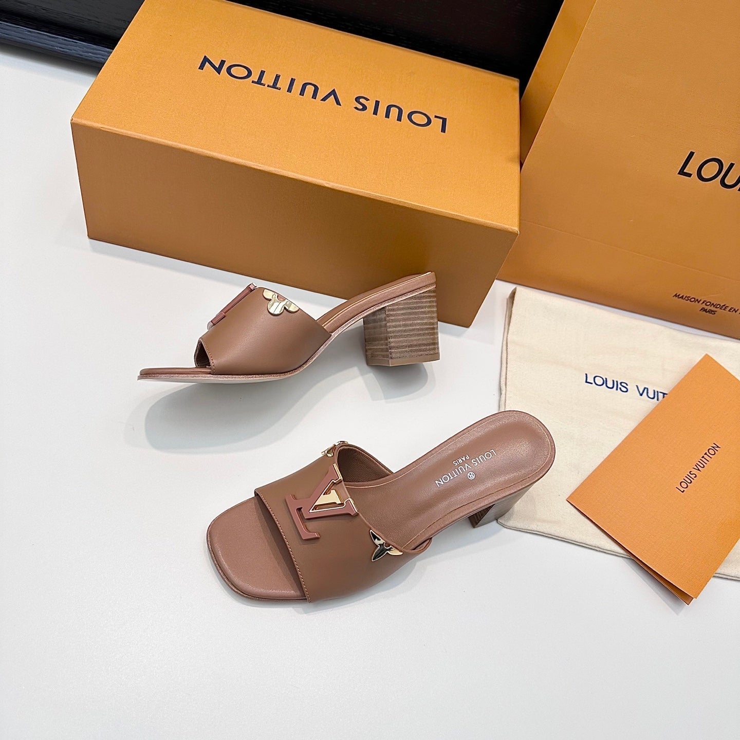 LV 26s High Heels 65 Sandals Light Brown Calfskin 622396