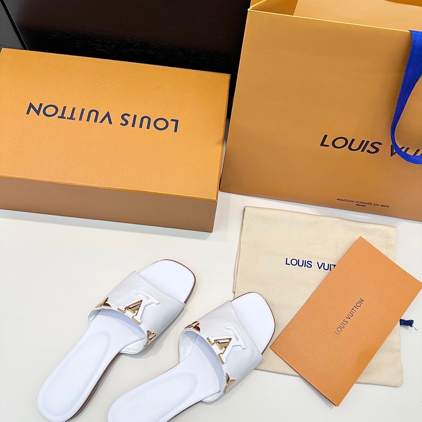 LV 26s V-Buck Sandals White Calfskin 622397