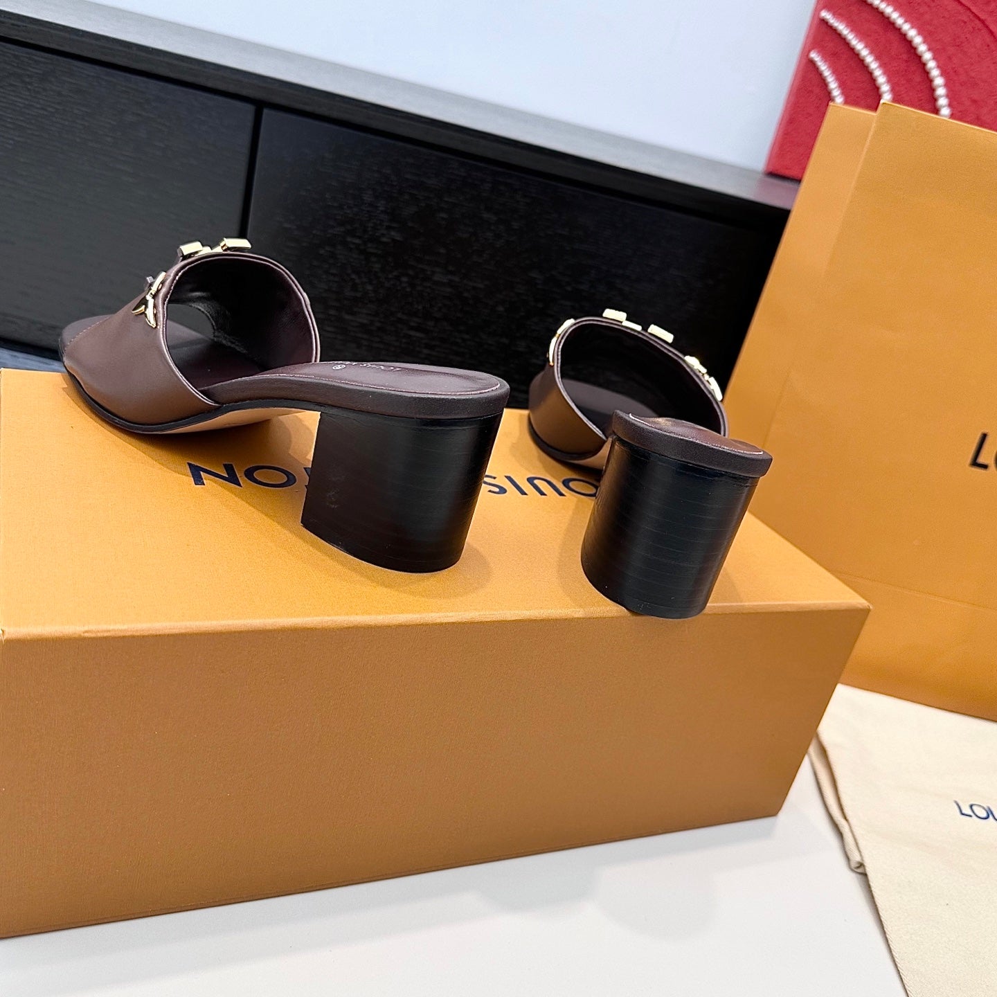 LV 26s High Heels 65 Sandals Chocolate Brown Calfskin 622404