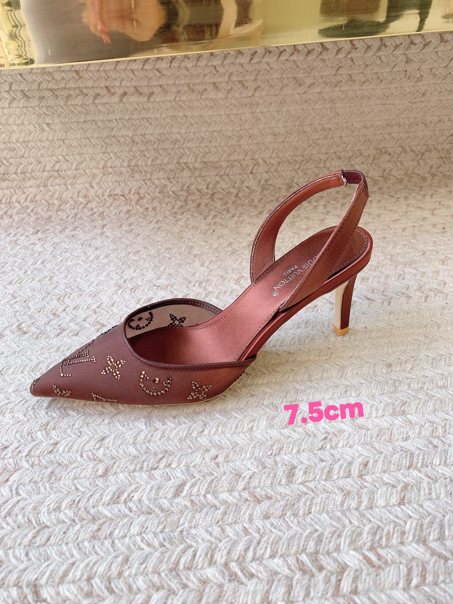 LV 26ss Slingback Reddish Brown Mesh Leather 669993 669991