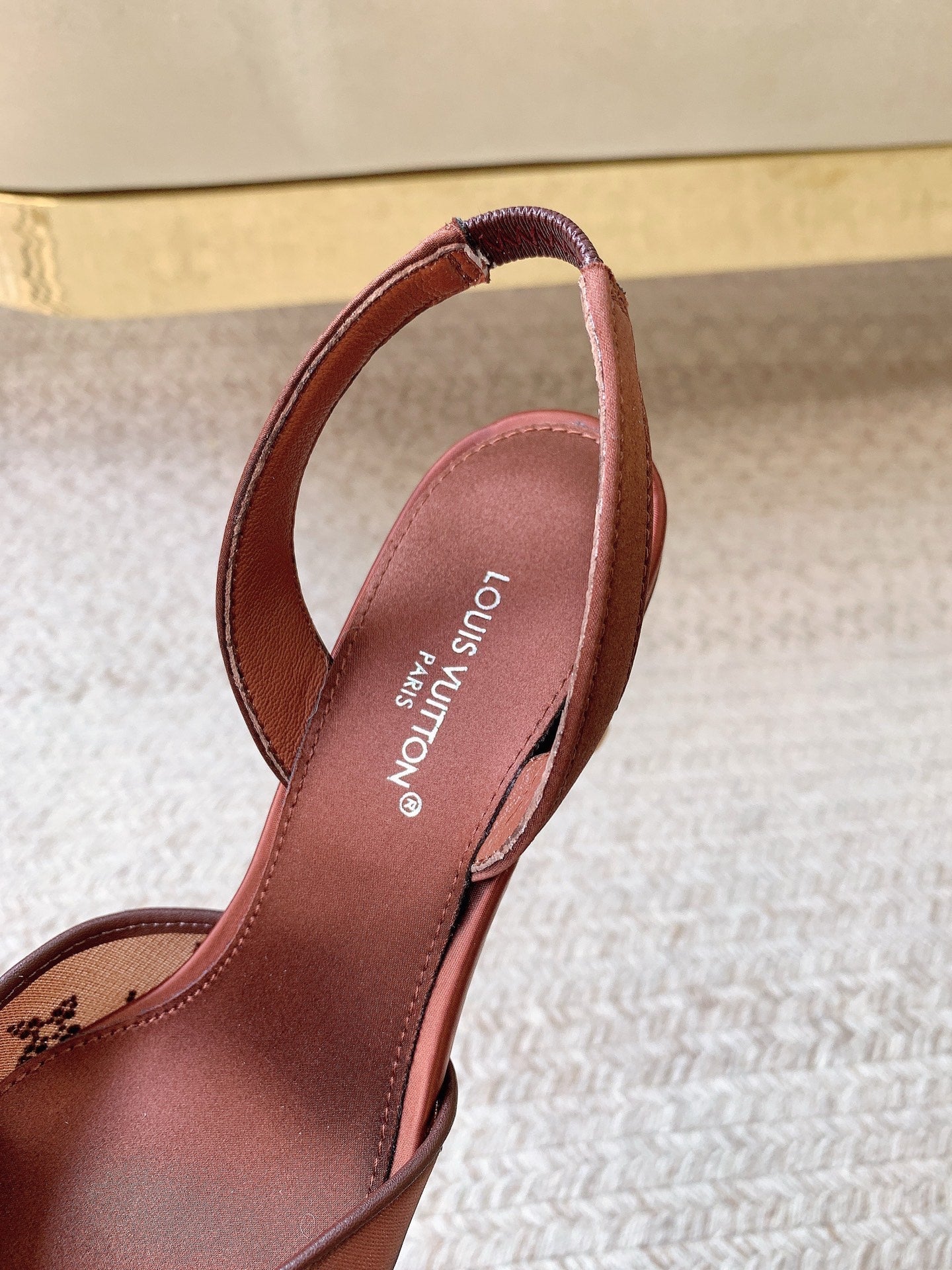 LV 26ss Slingback Reddish Brown Mesh Leather 669993 669991
