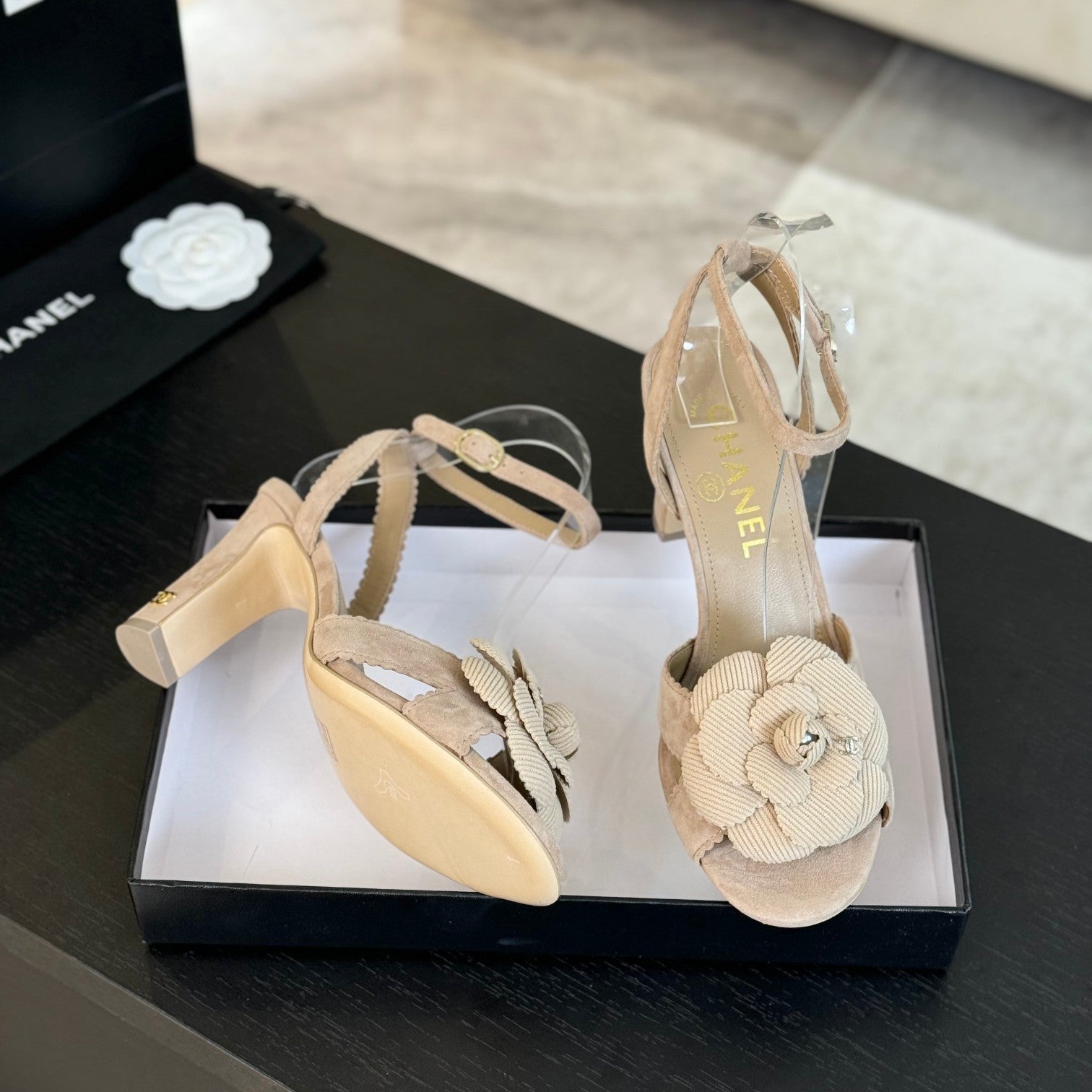 CC Sandals 80mm Beige Suede