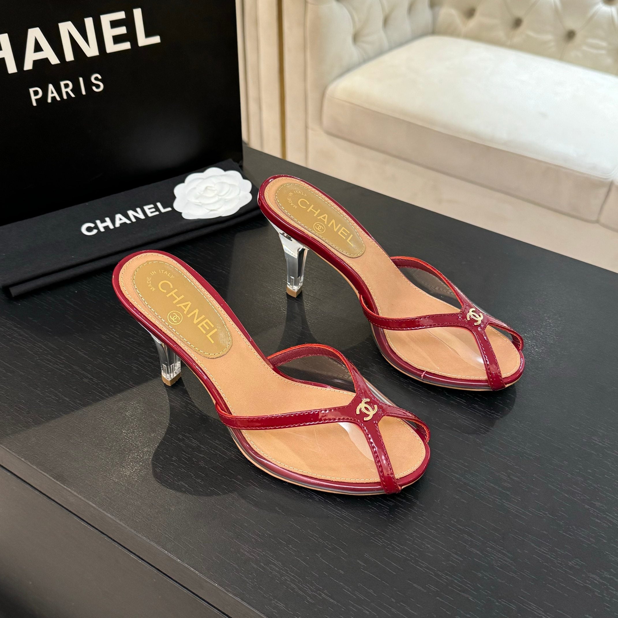 CC 2026 High Heeled Slippers 70 Mesh Suede