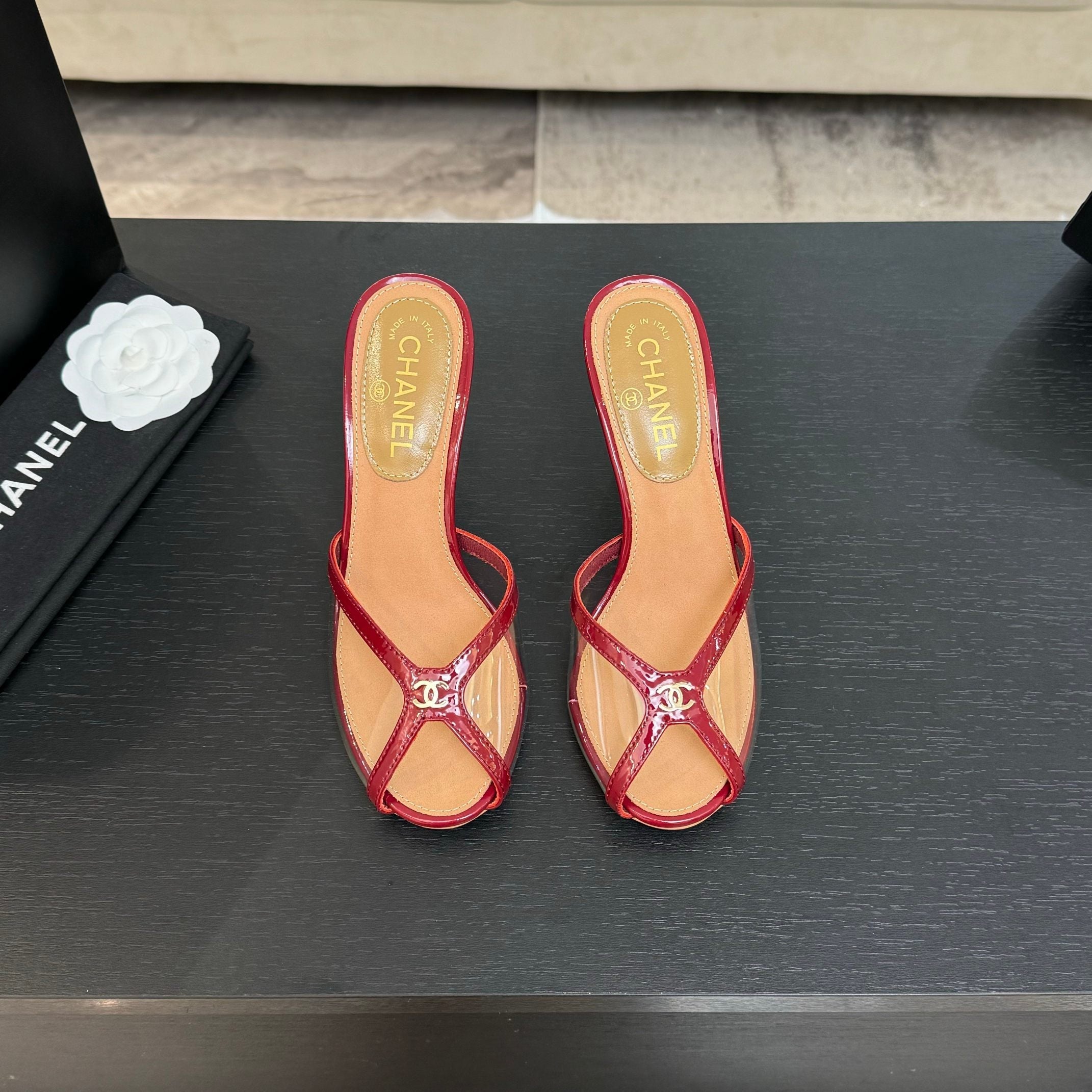 CC 2026 High Heeled Slippers 70 Mesh Suede