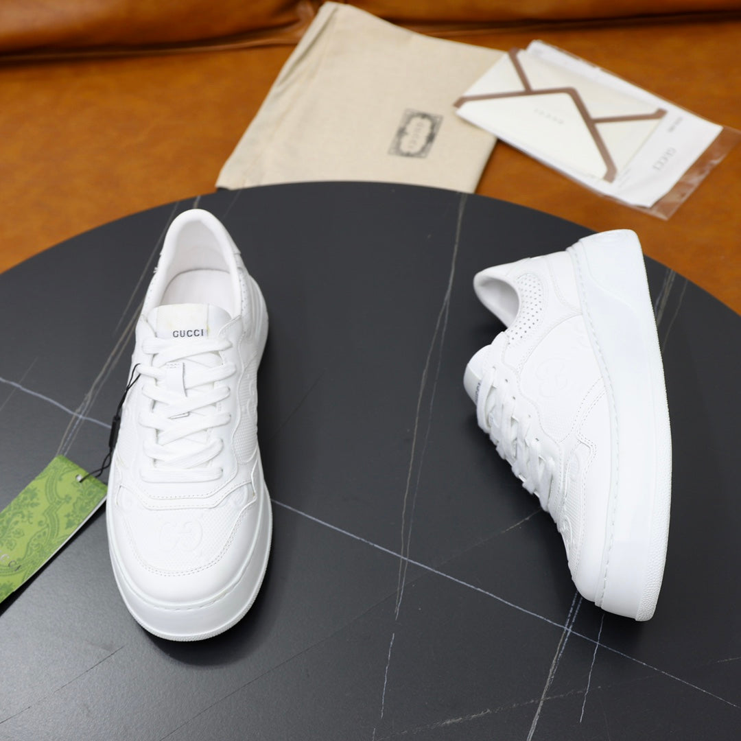 GG Men's Sneaker White Cowhide Embossed 523165