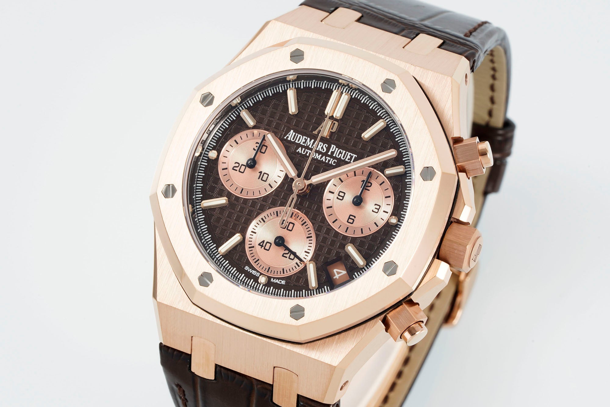 Audemars Piguet Royal Oak Chronograph 41mm Rose Gold Brown Leather