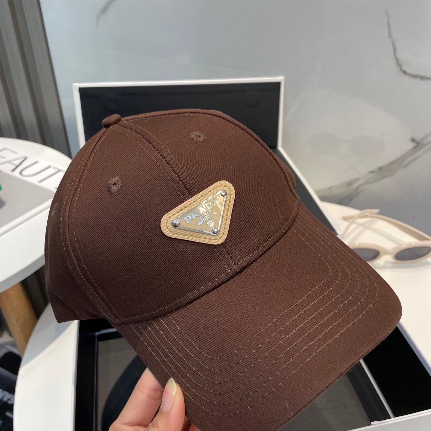 Prada Baseball Cap Brown Green Blue Pink Cotton 229261