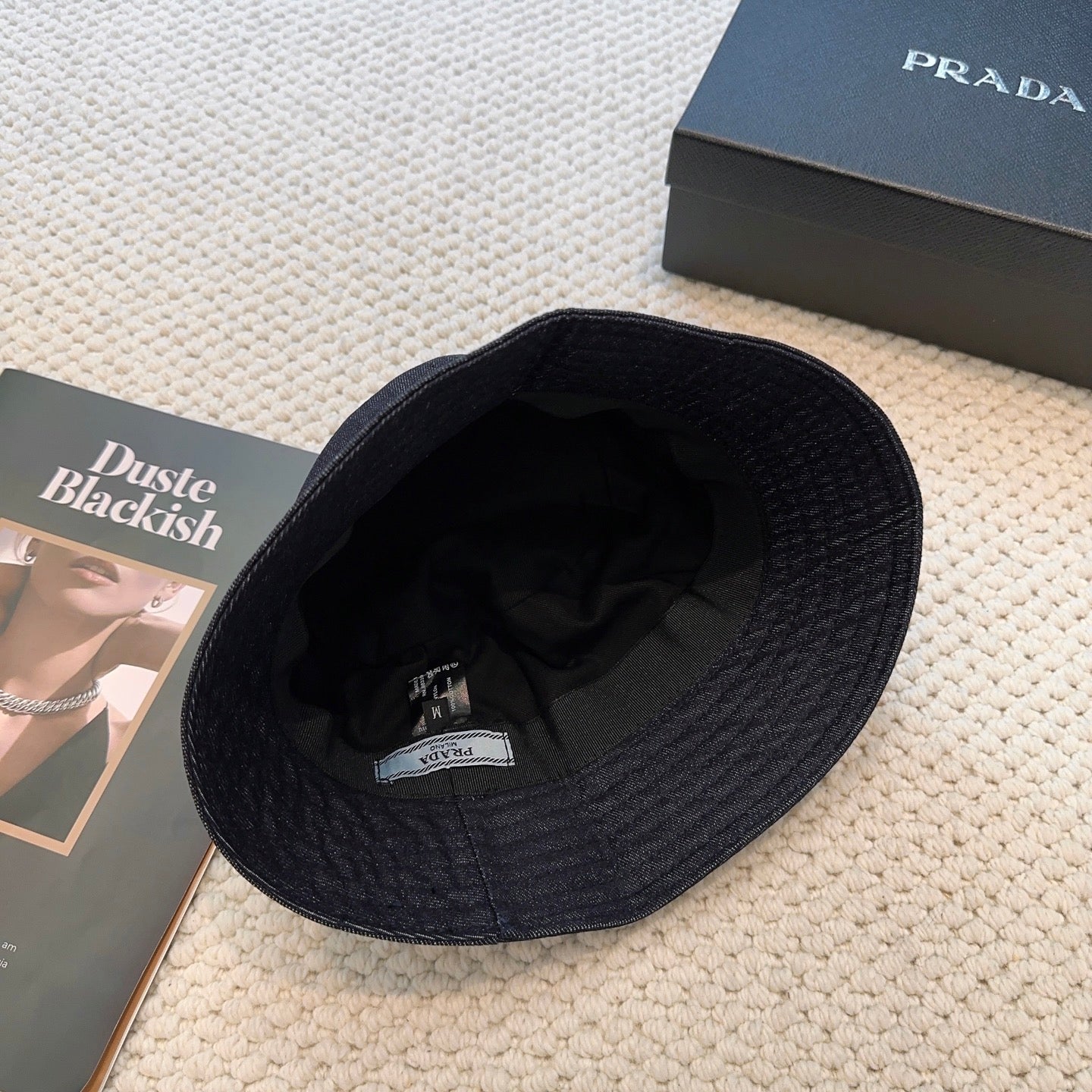 Prada Denim Triangle Bucket Hat 299816