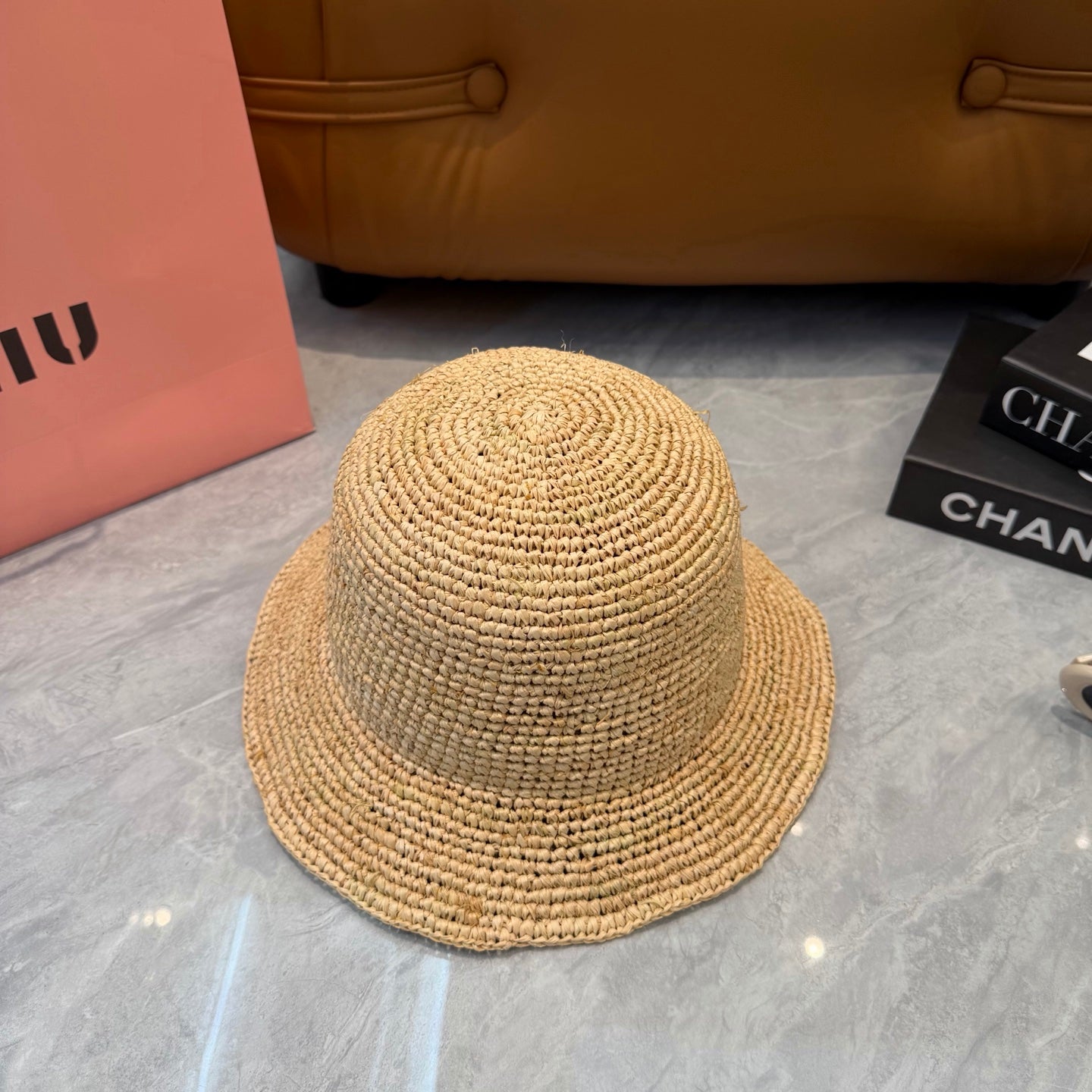 Miumiu Straw Hat with Logo 379596