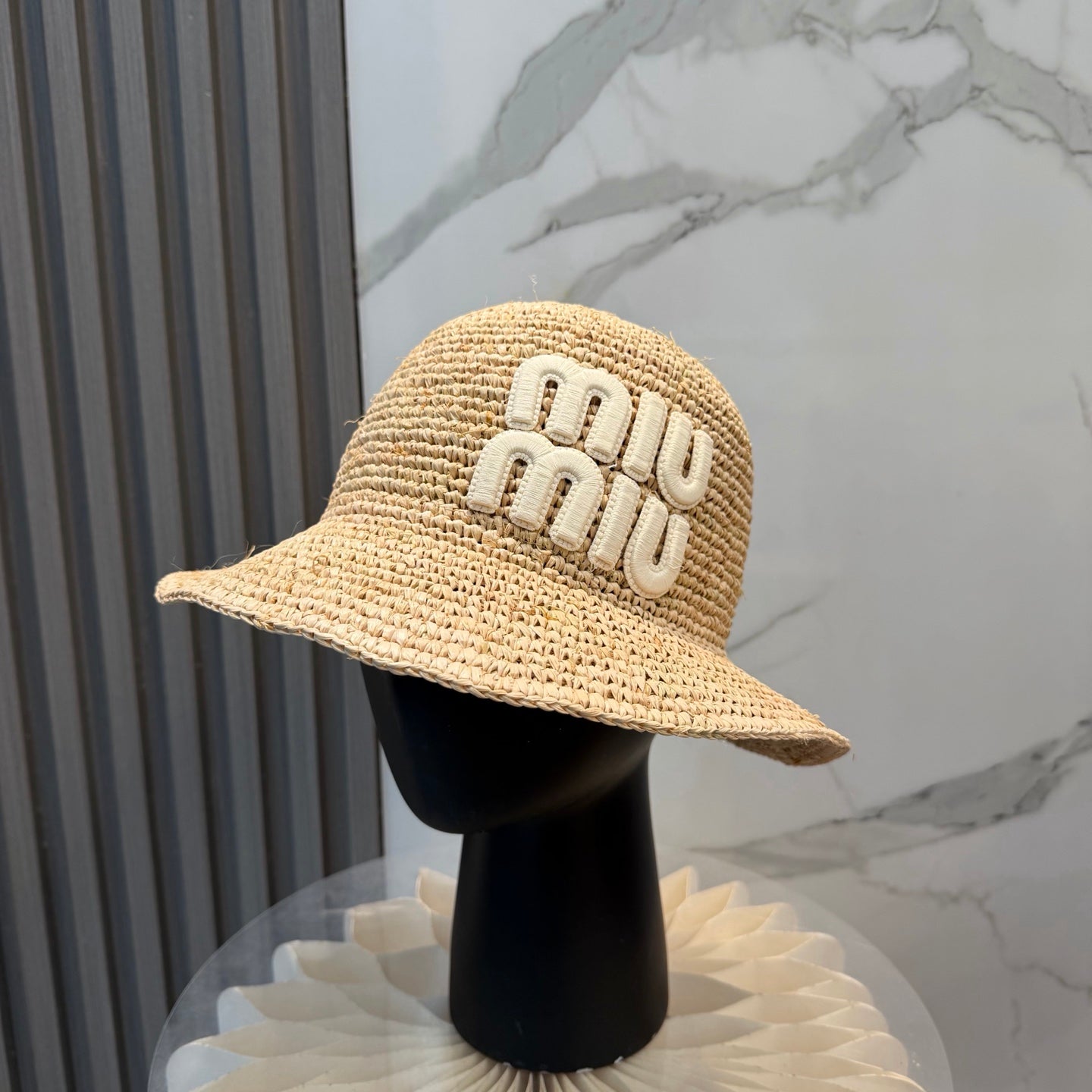 Miumiu Straw Hat with Logo 379596