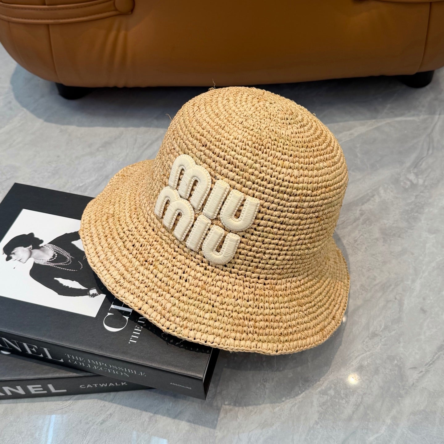 Miumiu Straw Hat with Logo 379596