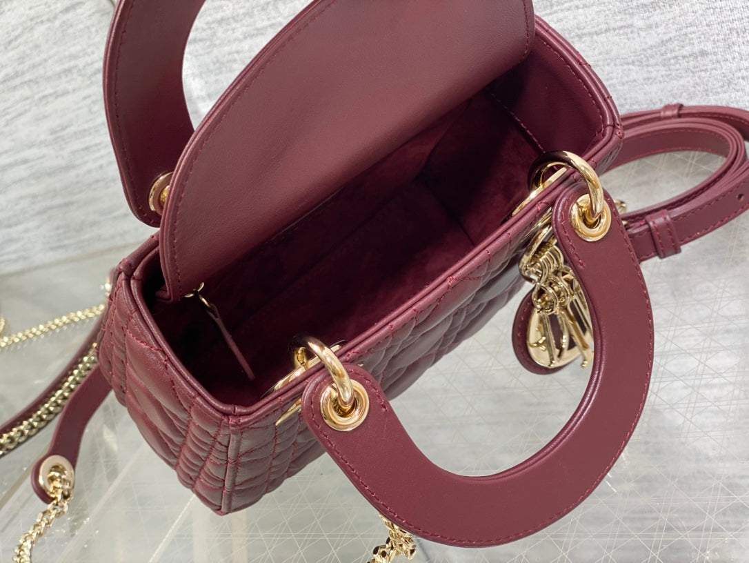 mini lady 17 wine lambskin