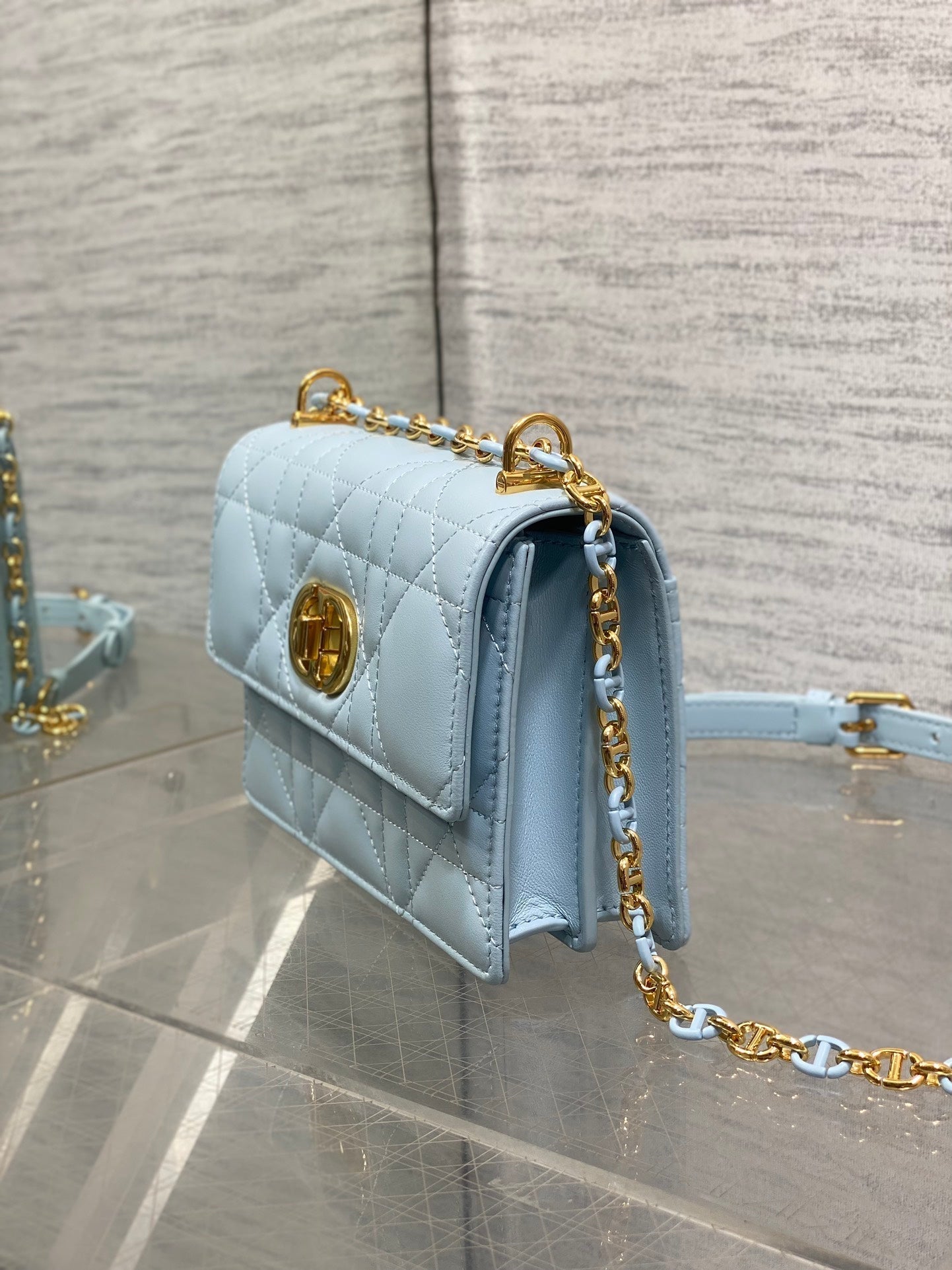 CD Miss Caro 17 Bag Blue Calfskin 229248