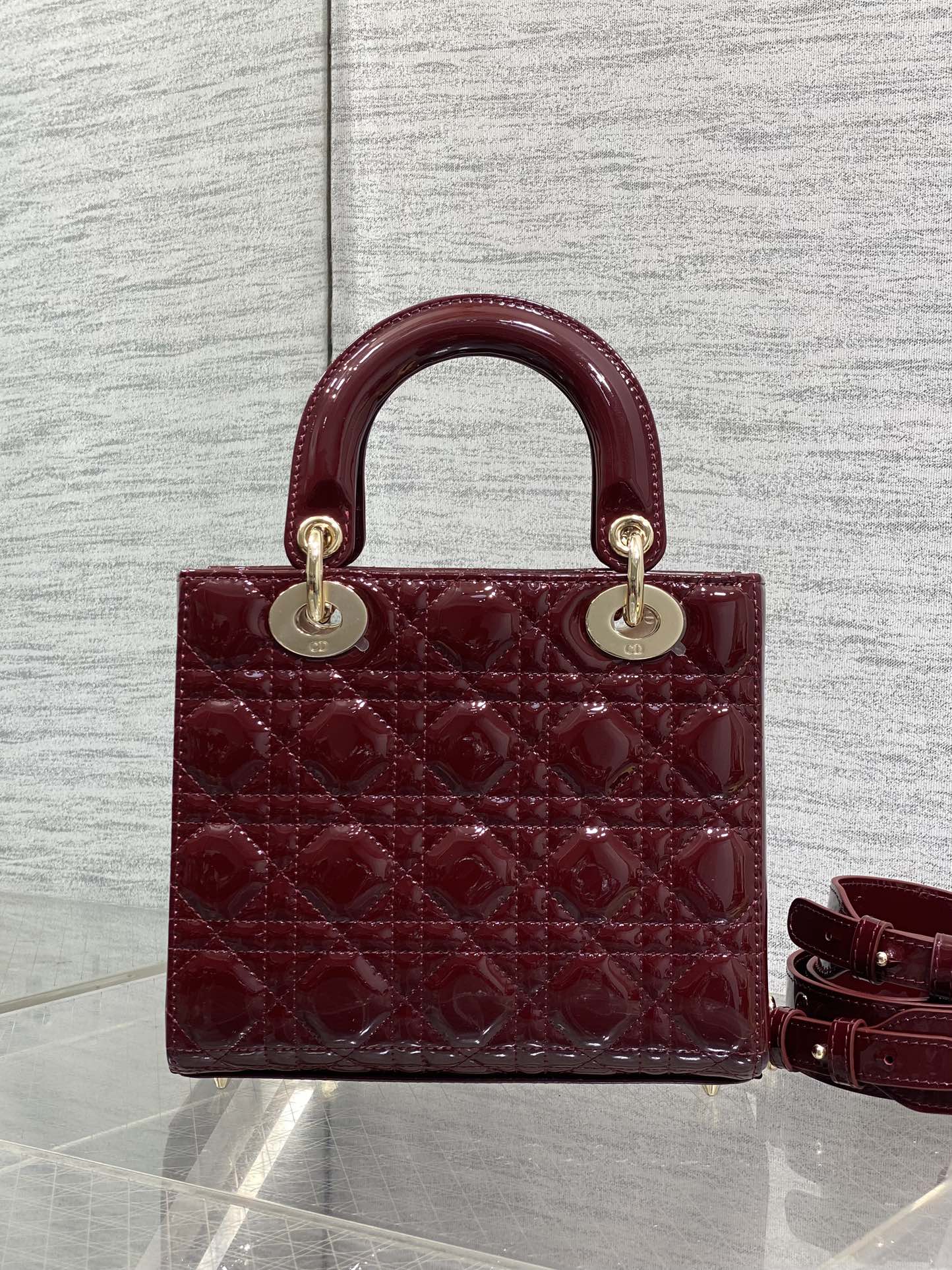Dior 2026 Bow Lady Dior 20cm Red Patent Leather 289215