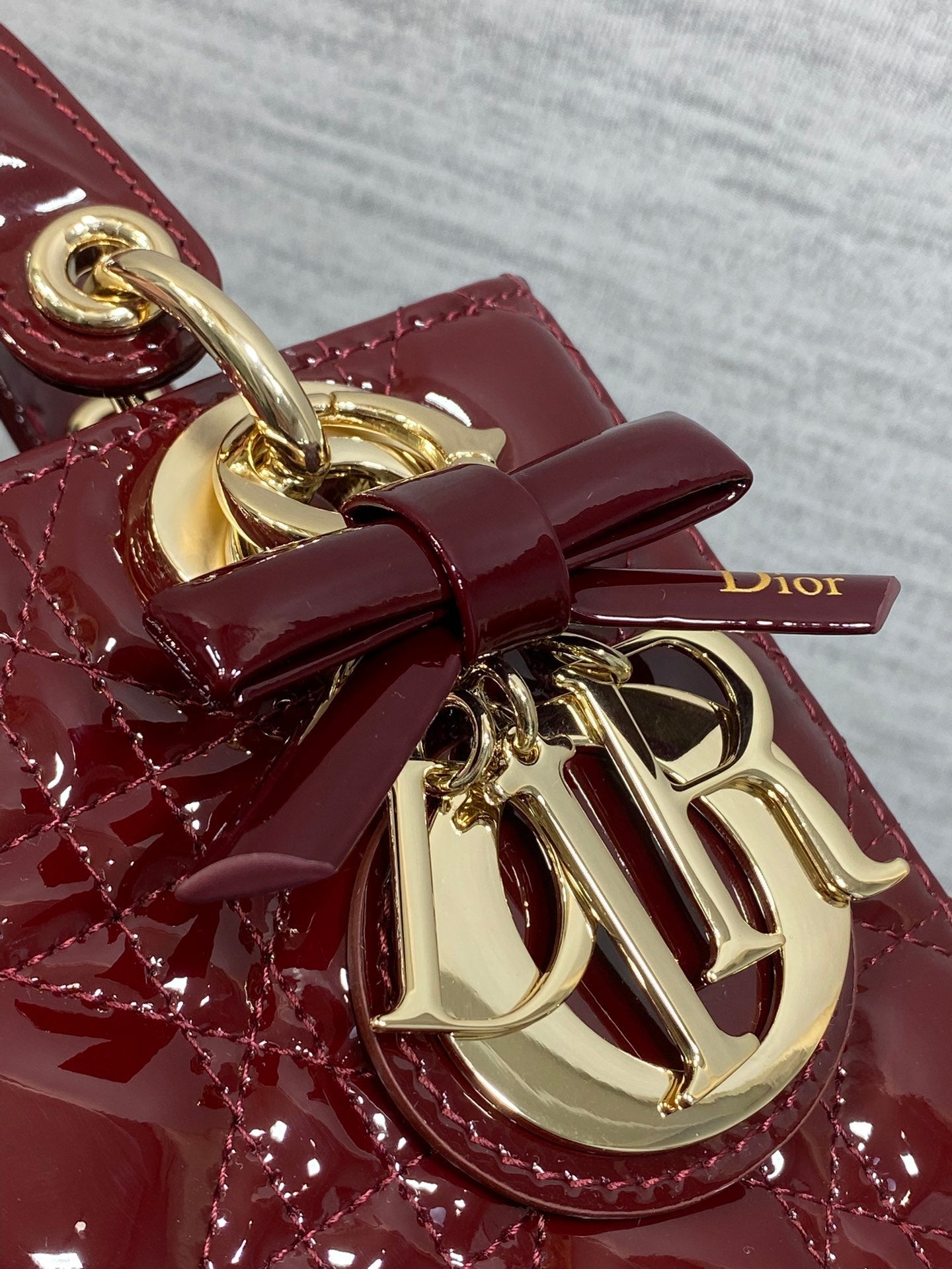Dior 2026 Bow Lady Dior 20cm Red Patent Leather 289215