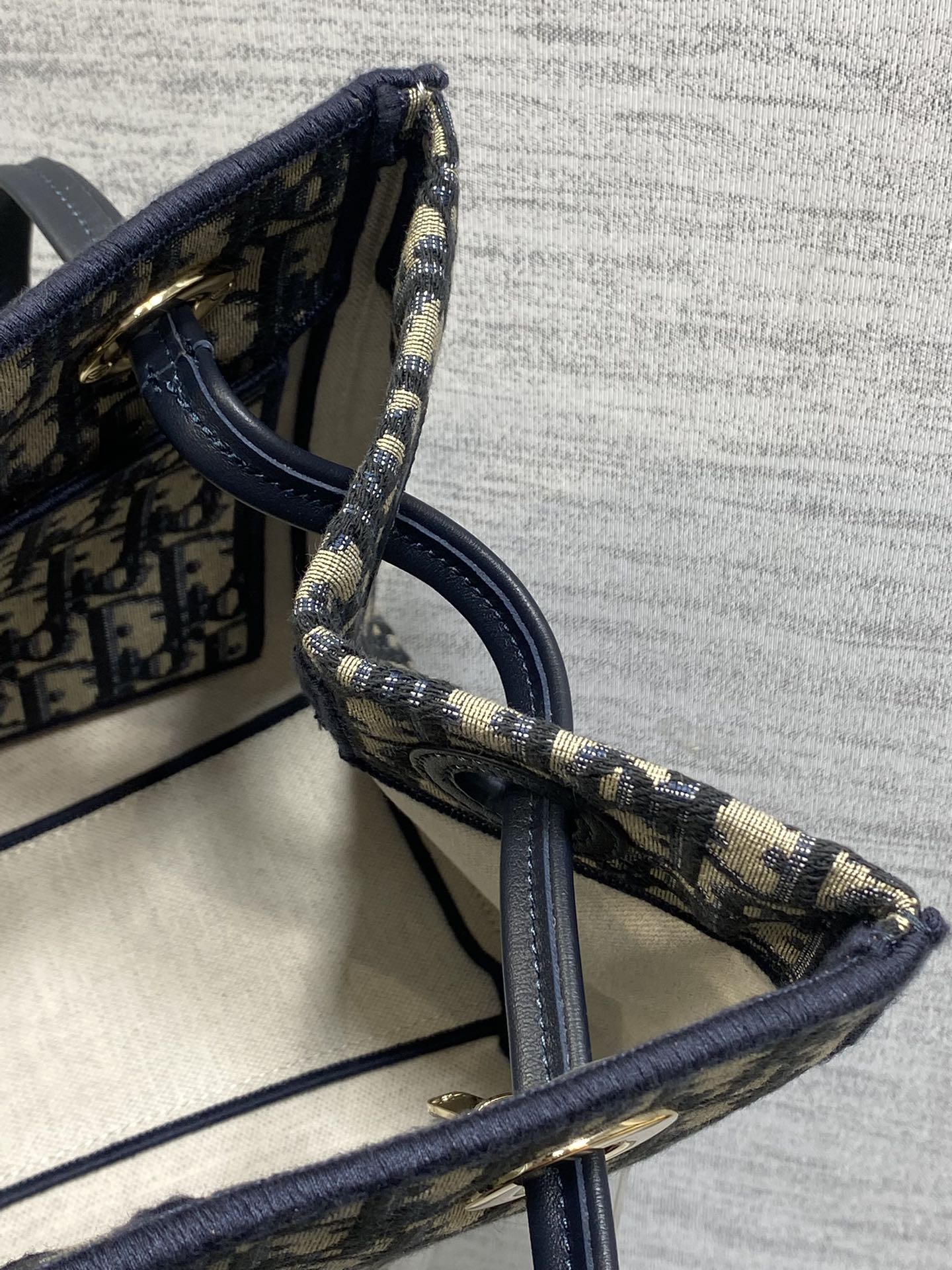 Dior 2026 Small Shopping Bag Blue Beige Canvas Leather 284287