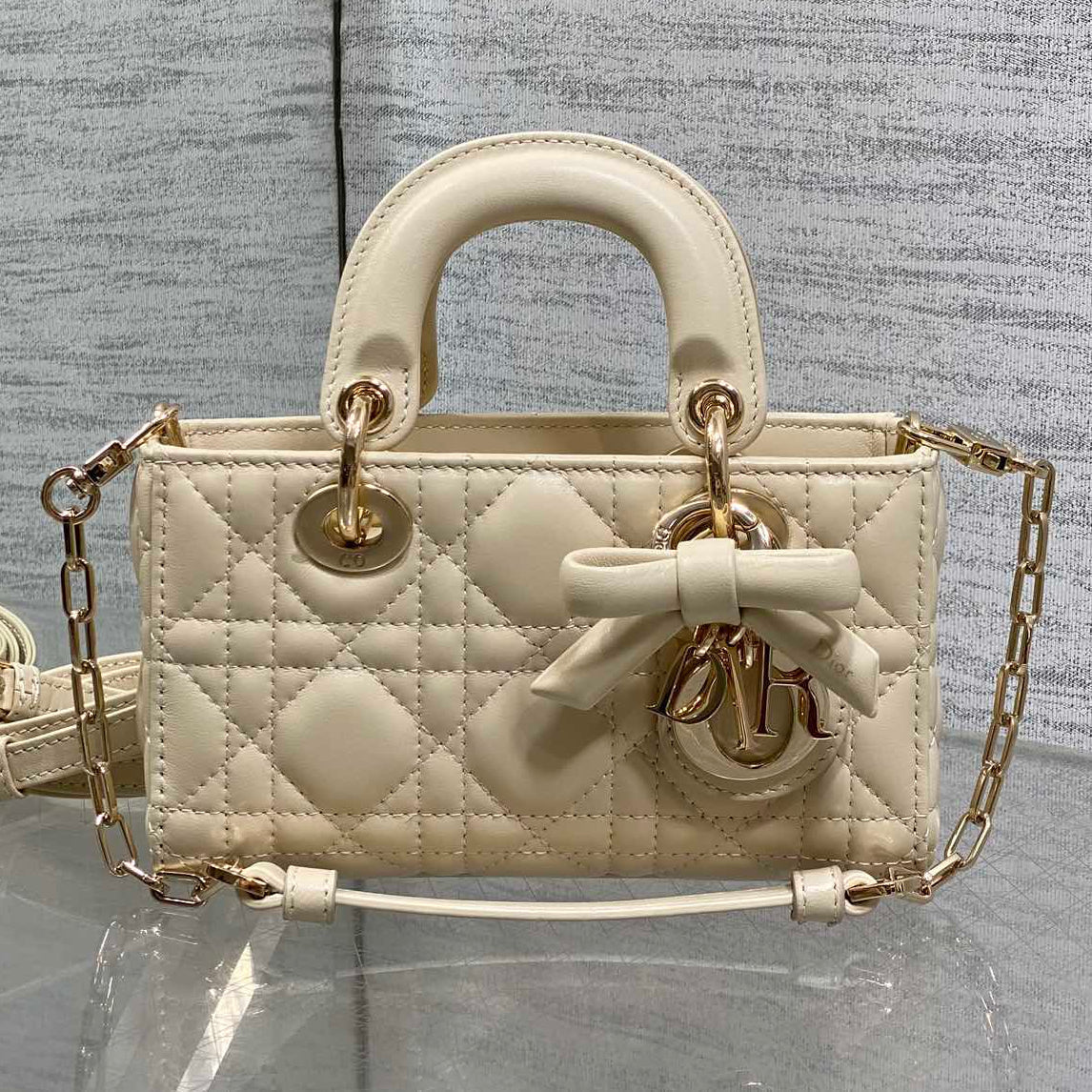 Dior 2026 Bow D-Joy Micro Bag Beige Lambskin 284115