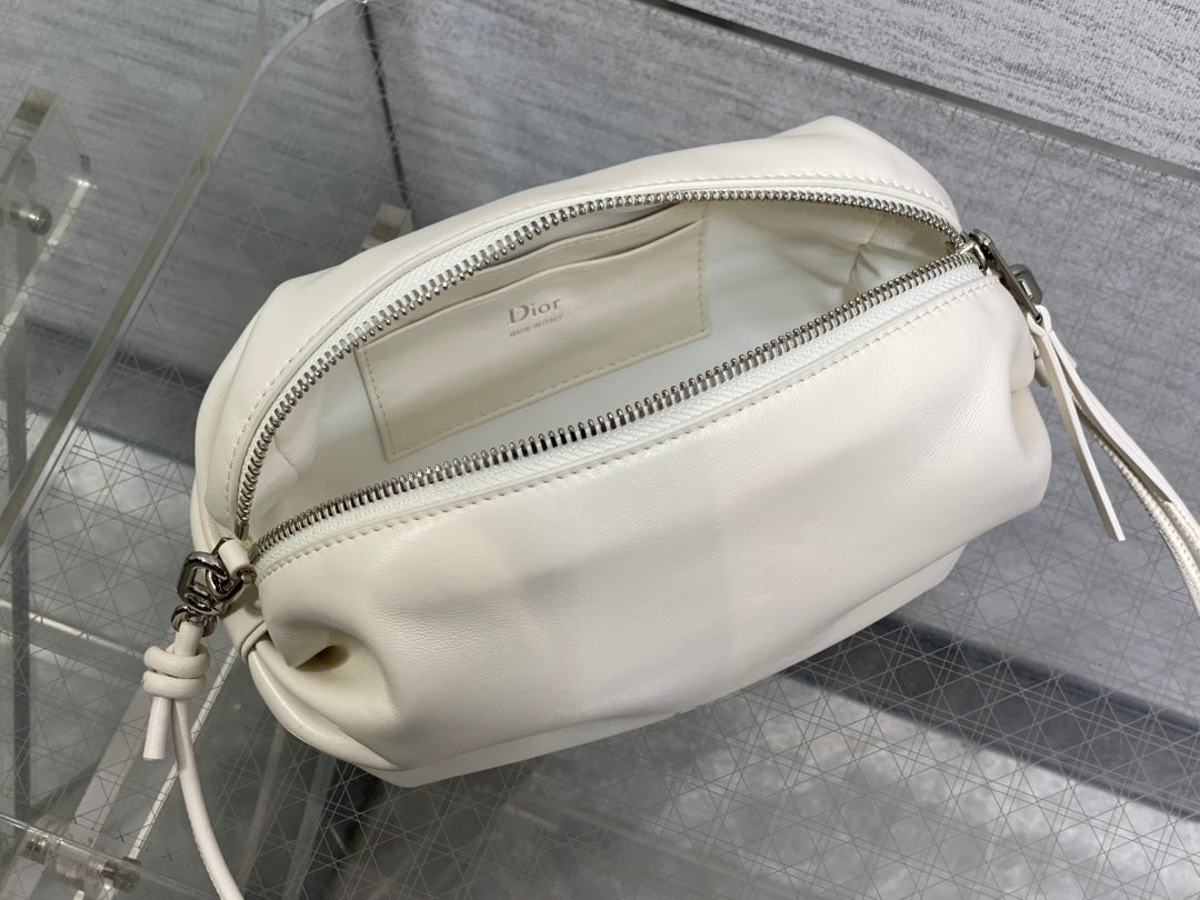 Dior 2026 Bow Pouch 20cm White Lambskin 284143