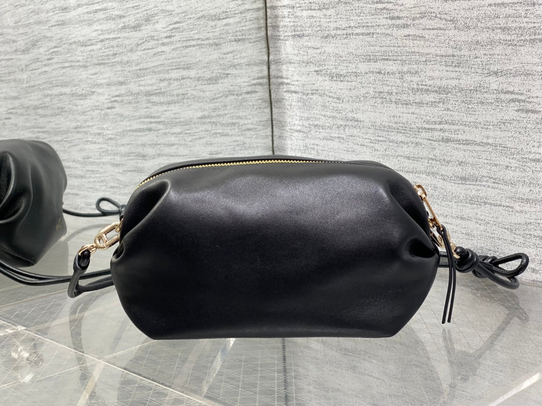 Dior 2026 Bow Pouch 20cm Black Lambskin 284145