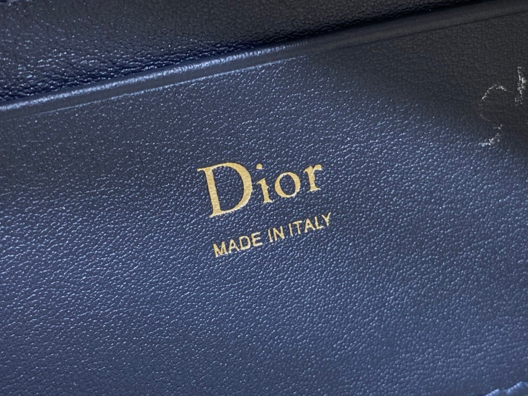Dior 2026 Montaigne Pouch 20cm Blue Beige Canvas Leather 284147