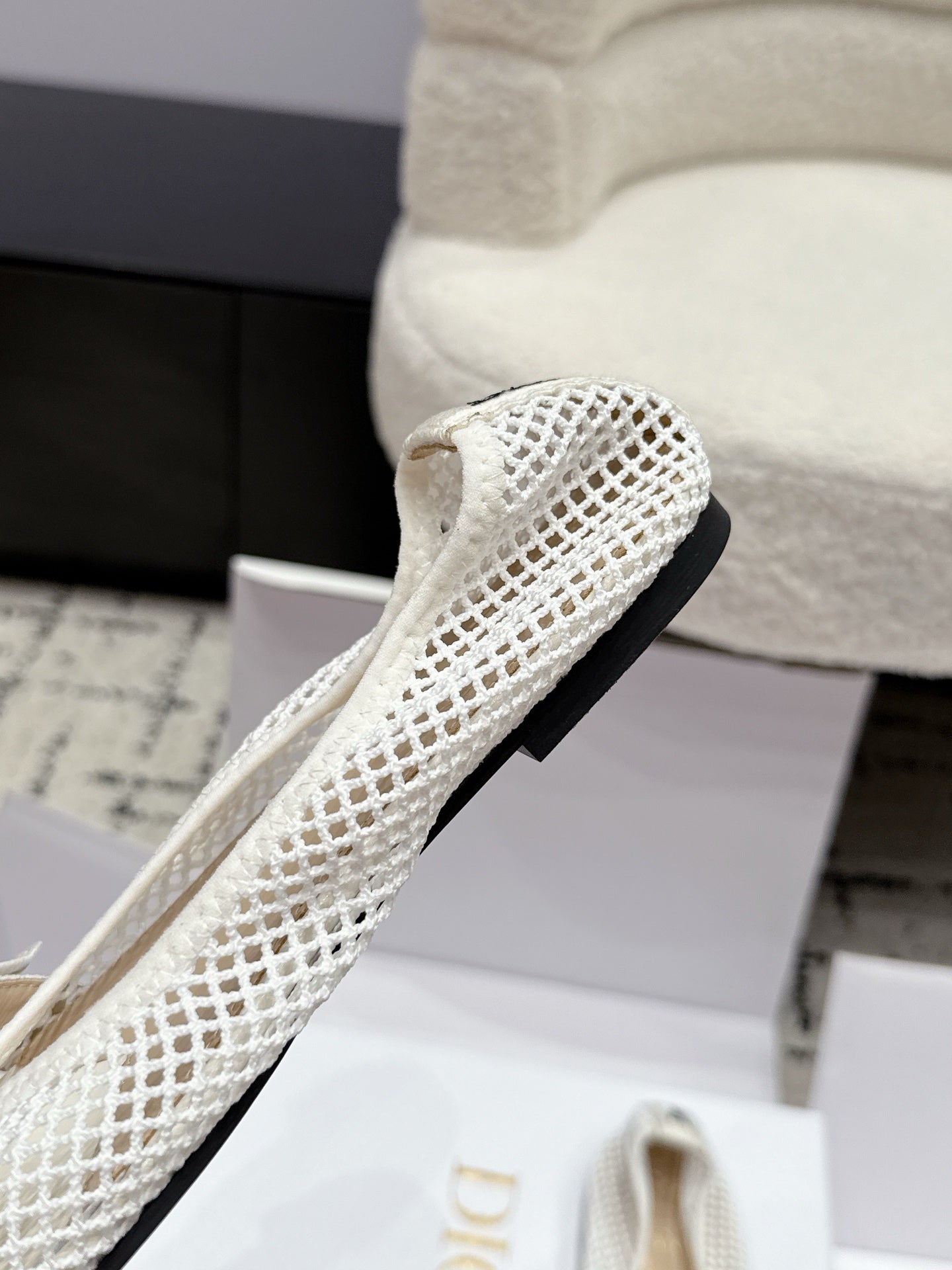 Dior 2026 Embroidered Webbing Ballet Flats Mesh Leather 923144