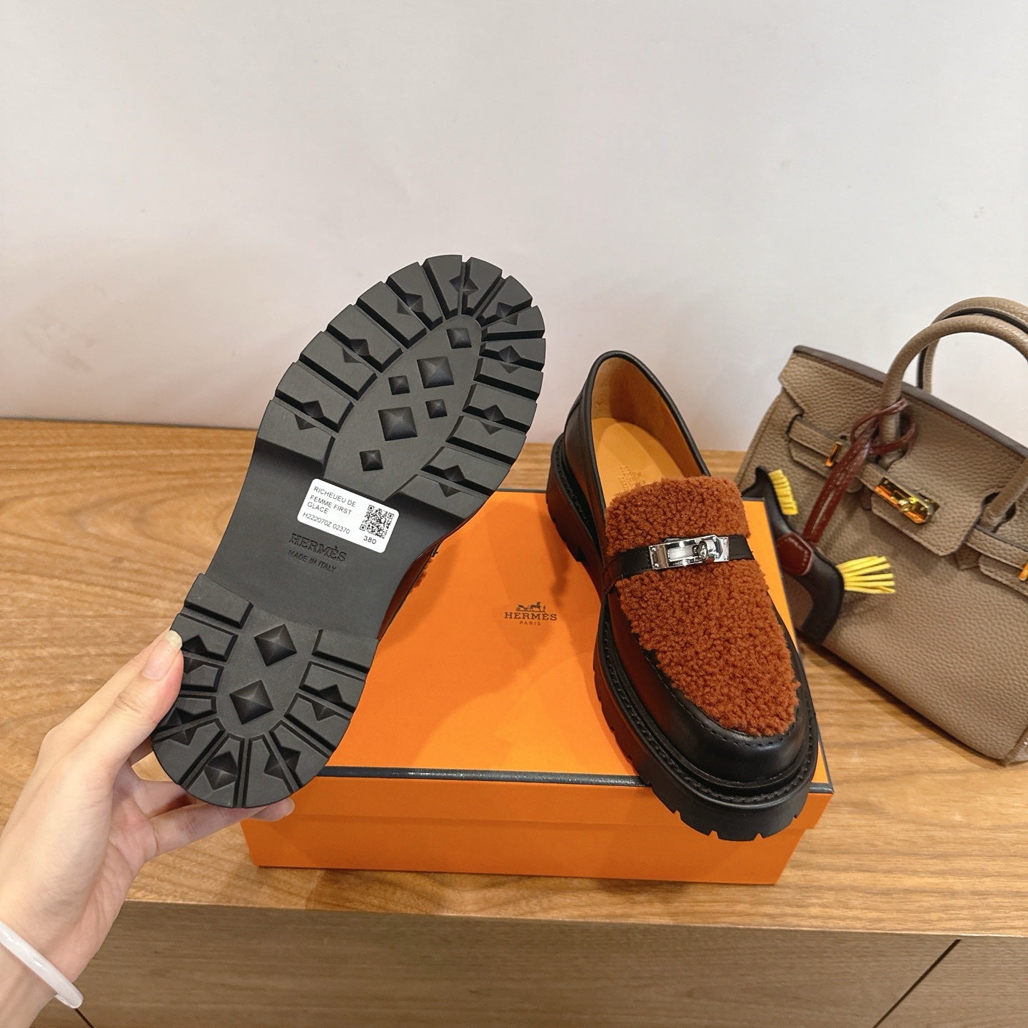 HM 26ss Loafers Black Brown Wool Calfskin 638436