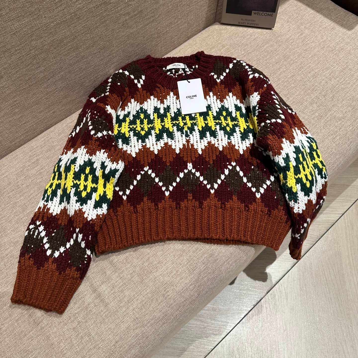 Celine 25 Sweater Brown Mix Multicolor Wool 302948