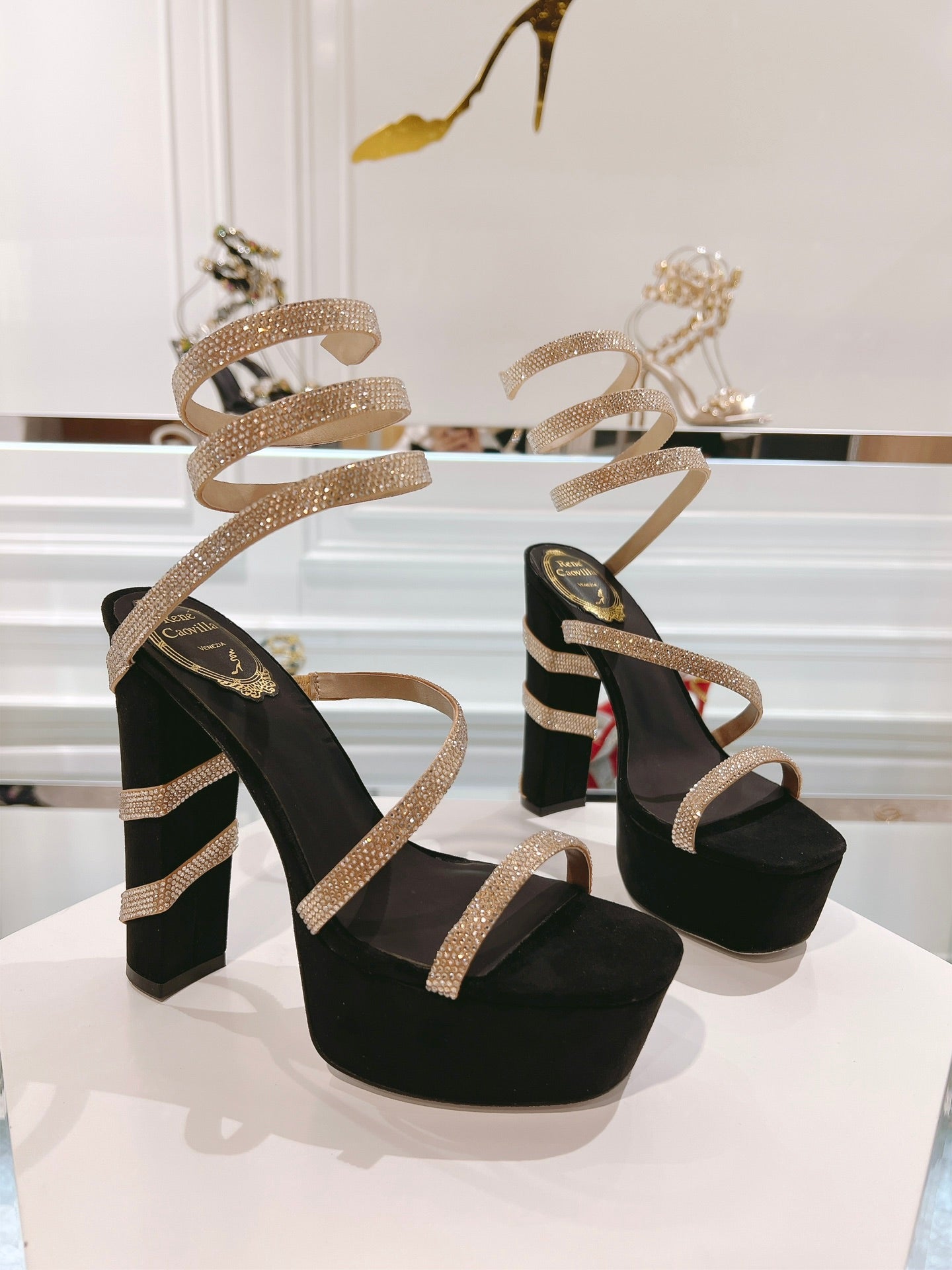 RC 25C Platform Black Gold Imported Velvet Swarovski Crystal 339482