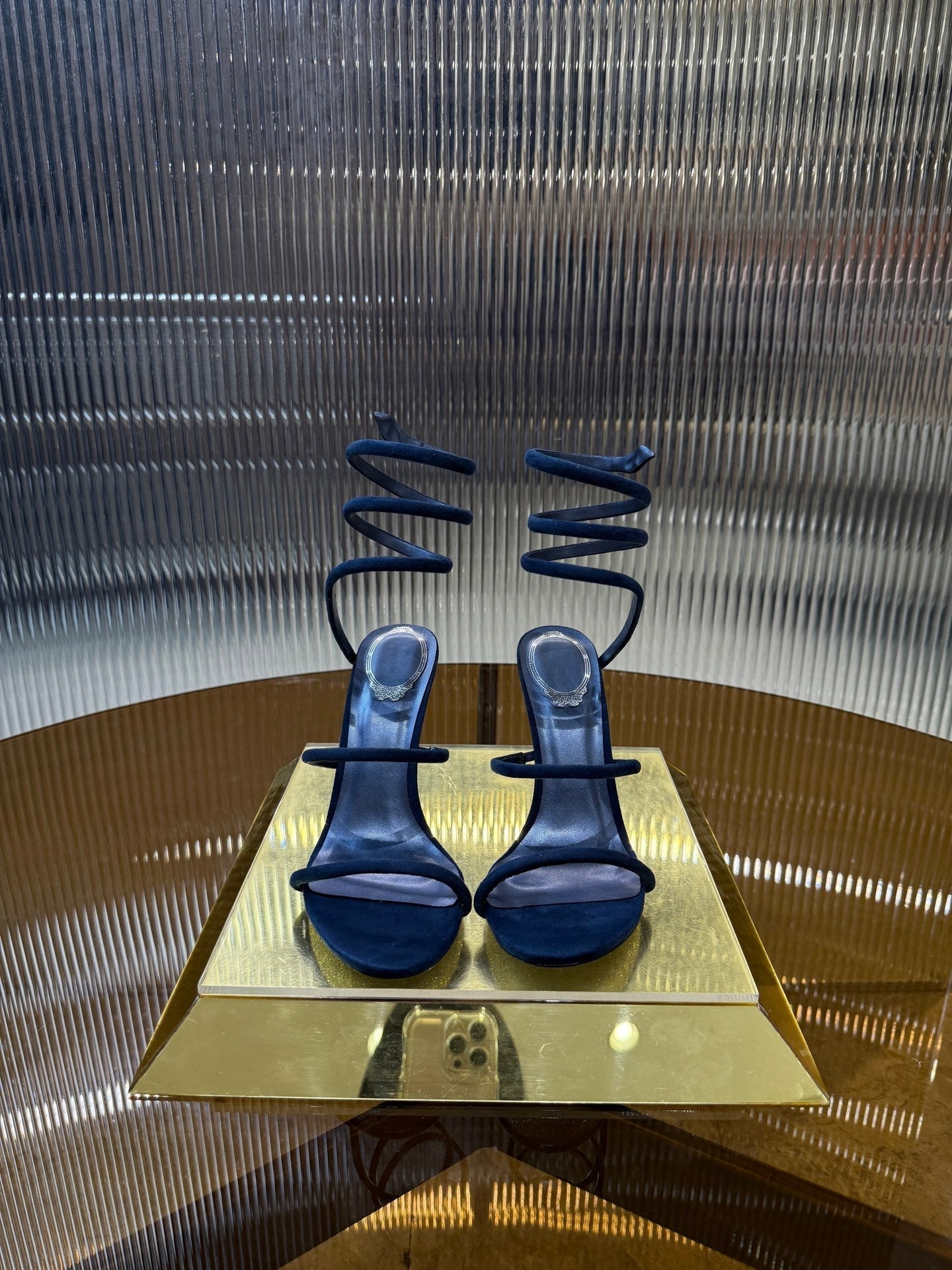 RC 25C Classic Sandals 9.5cm Navy Blue Sheepskin 310624