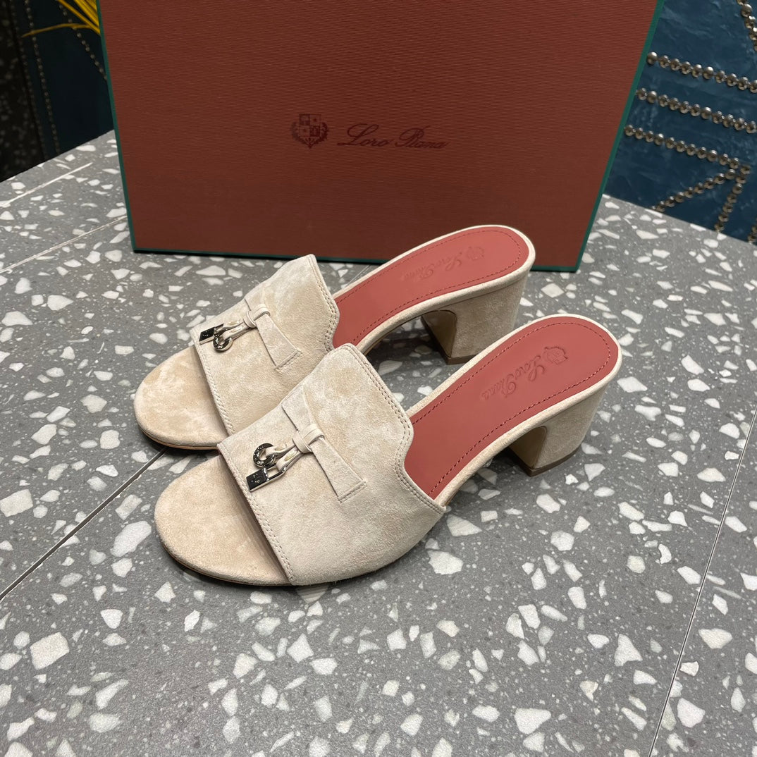 Summer Charms Mules 50mm Beige Suede Salmon Lambskin