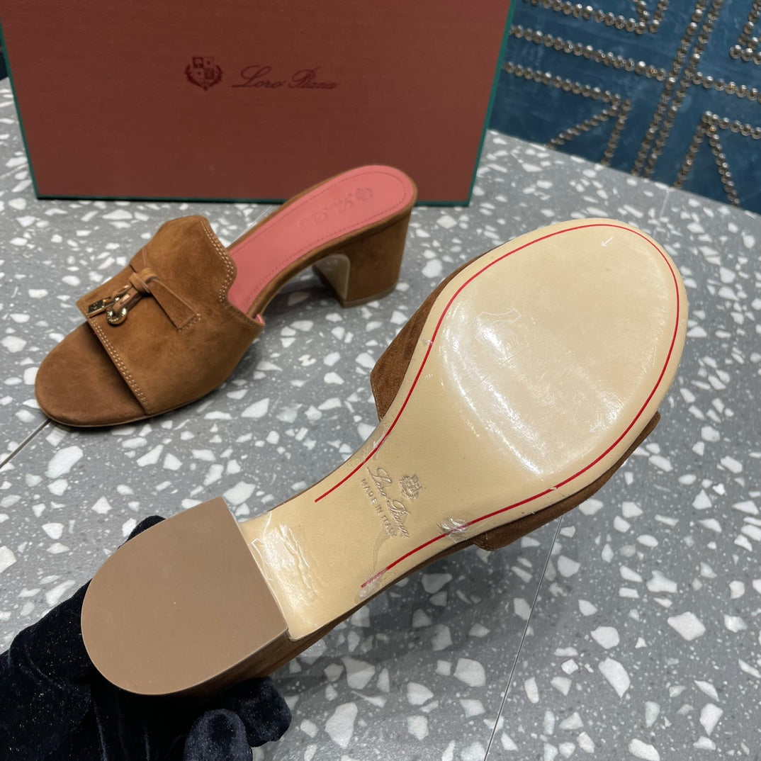 Summer Charms Mules 50mm Brown Suede Salmon Lambskin