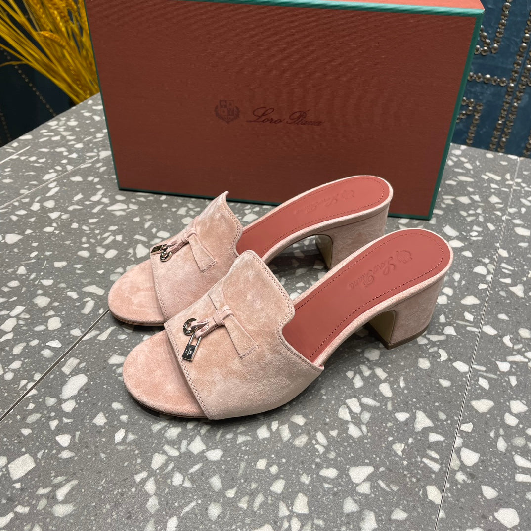 Summer Charms Mules 50mm Petal Pink Suede Salmon Lambskin