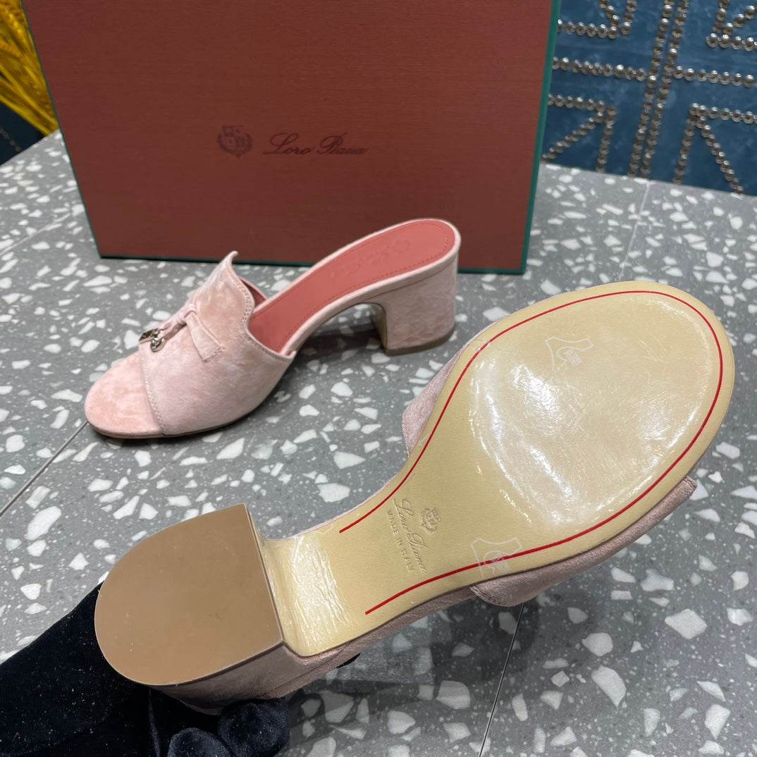 Summer Charms Mules 50mm Petal Pink Suede Salmon Lambskin
