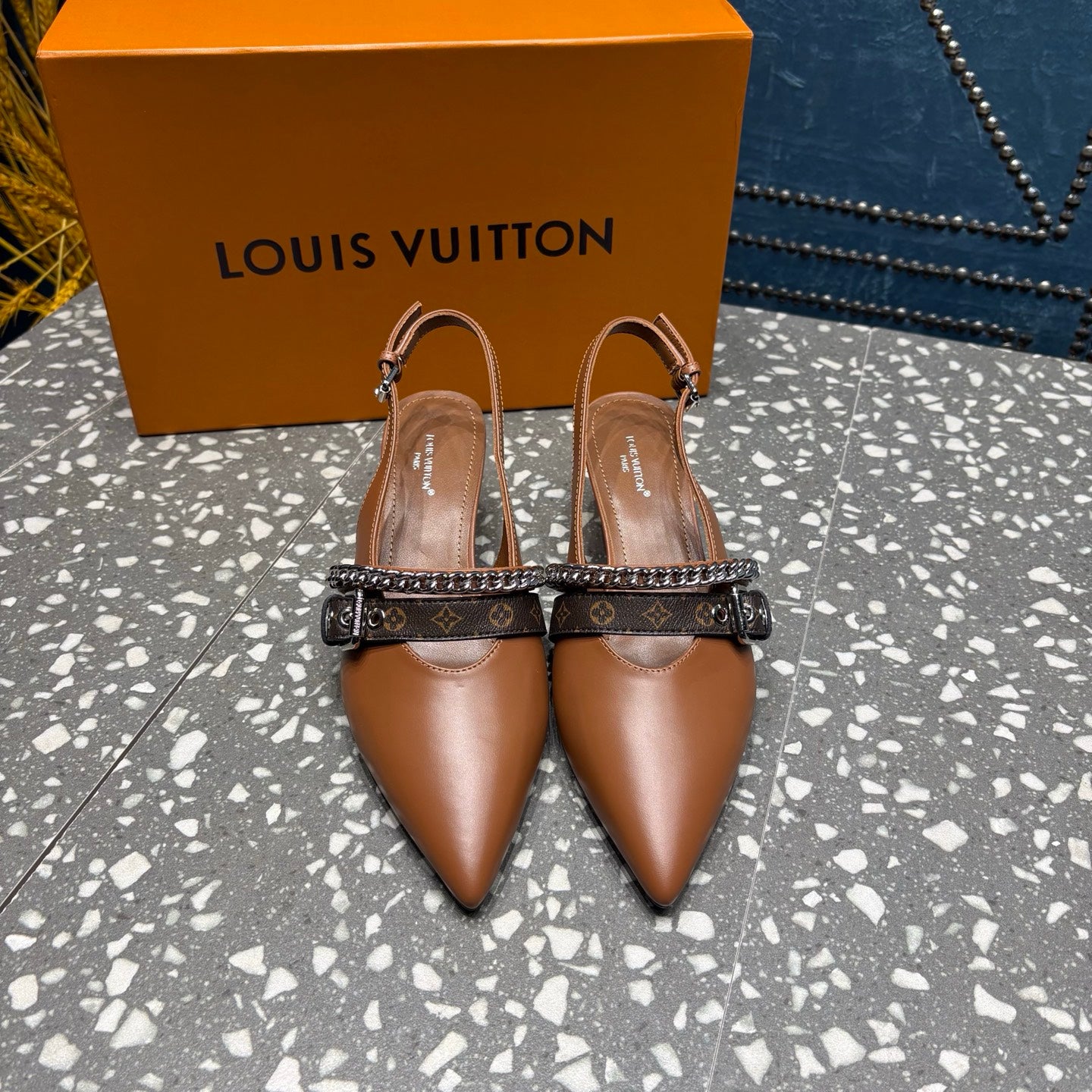 LV 26ss Slingback 45 Brown Cowhide 628431