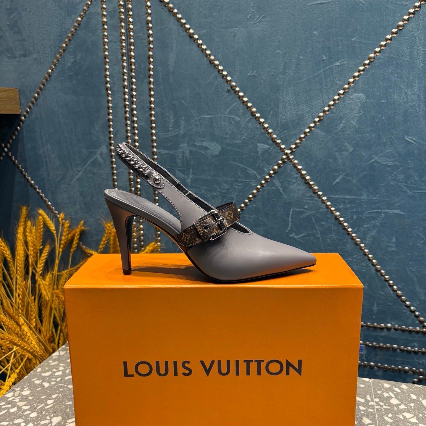 LV 26ss Slingback 75 Gray Cowhide 628438