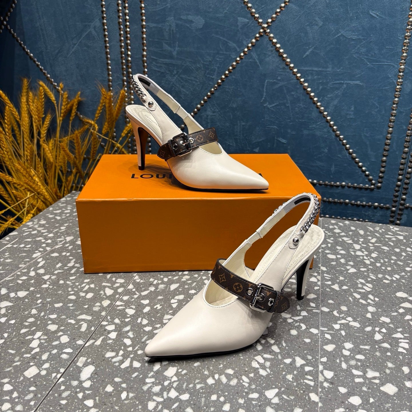 LV 26ss Slingback 75 White Cowhide 628439
