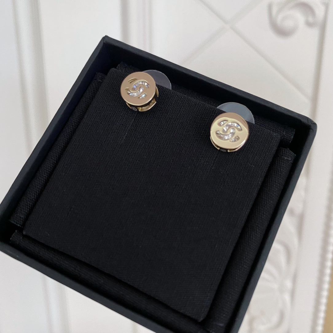 CC Little Gold Diamond Rhinestone Earrings