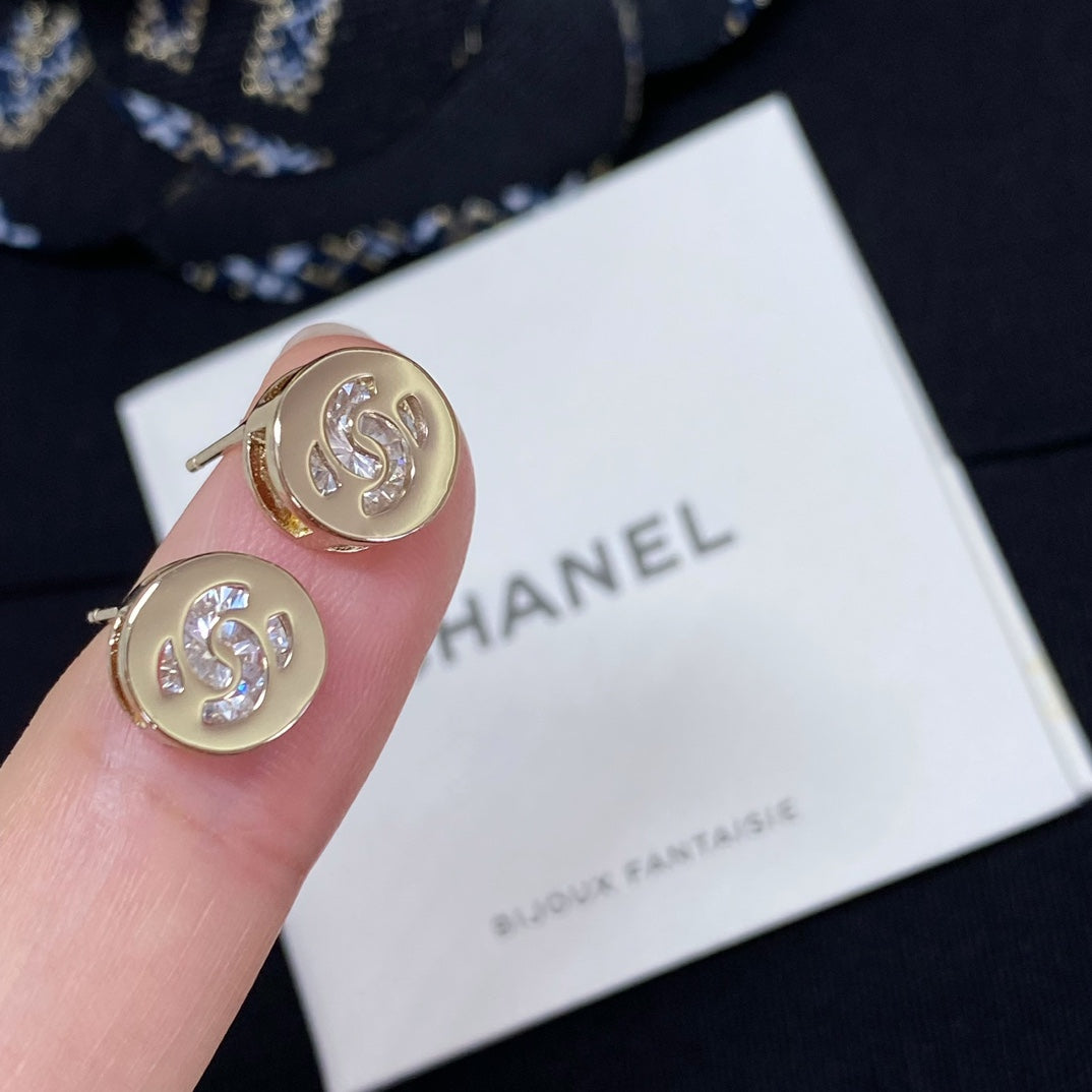 CC Little Gold Diamond Rhinestone Earrings