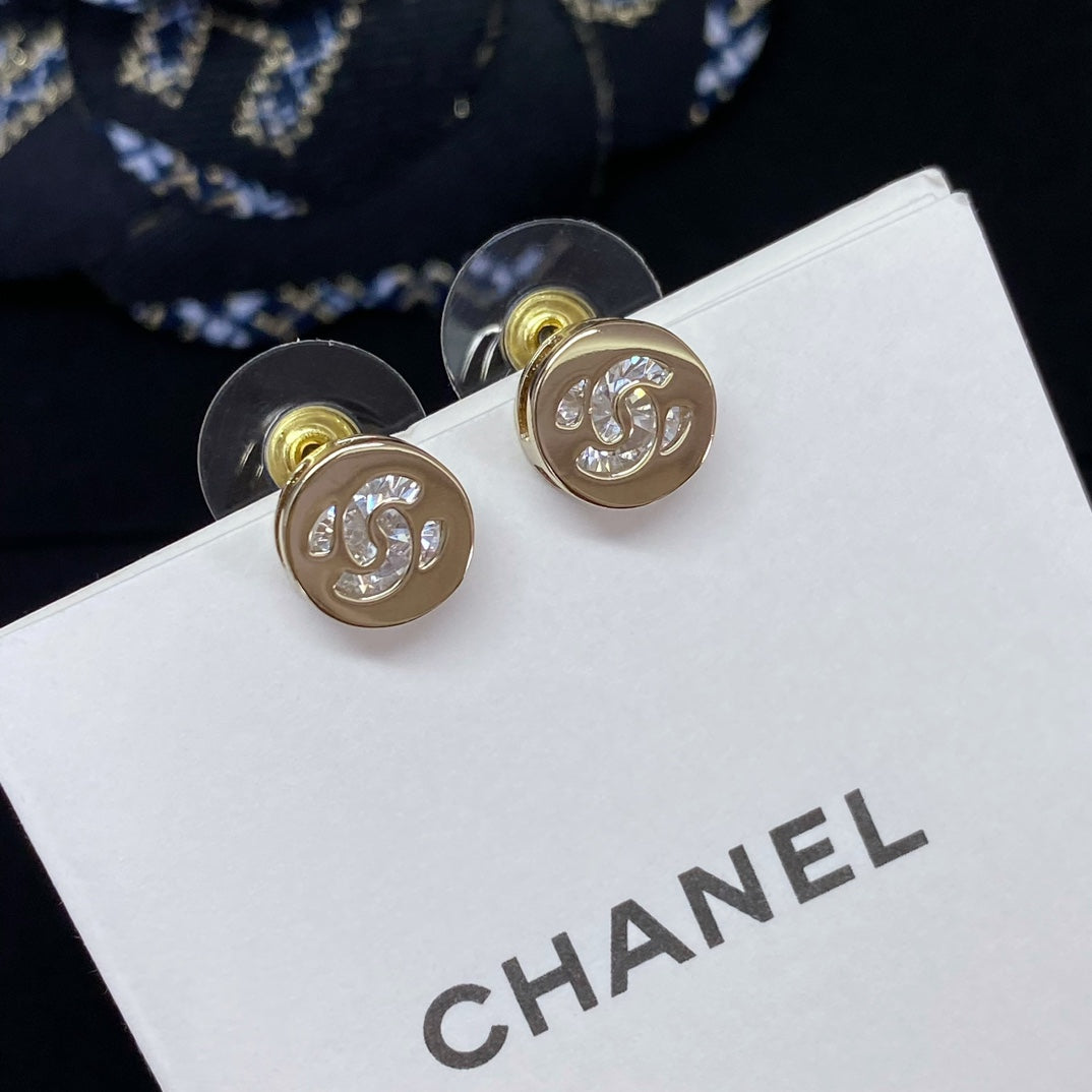 CC Little Gold Diamond Rhinestone Earrings