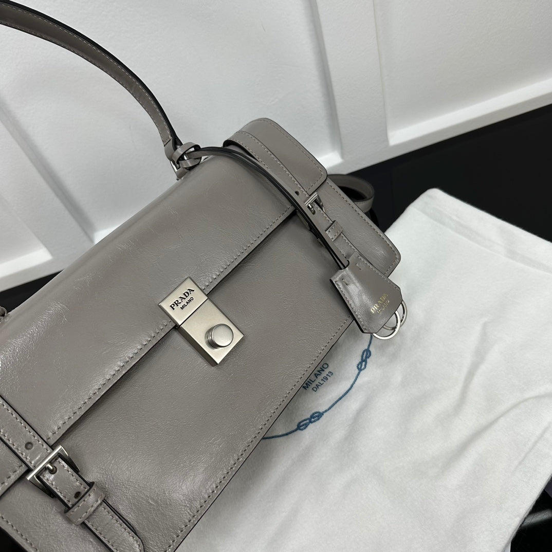 Prada 2026 Medium Shoulder Bag 32cm Patent Calfskin