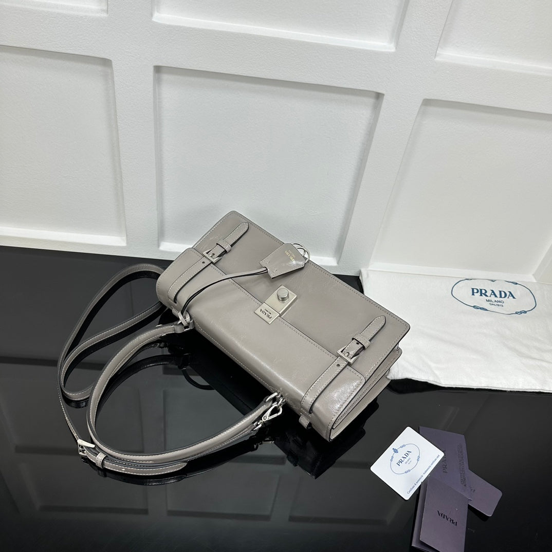 Prada 2026 Medium Shoulder Bag 32cm Patent Calfskin