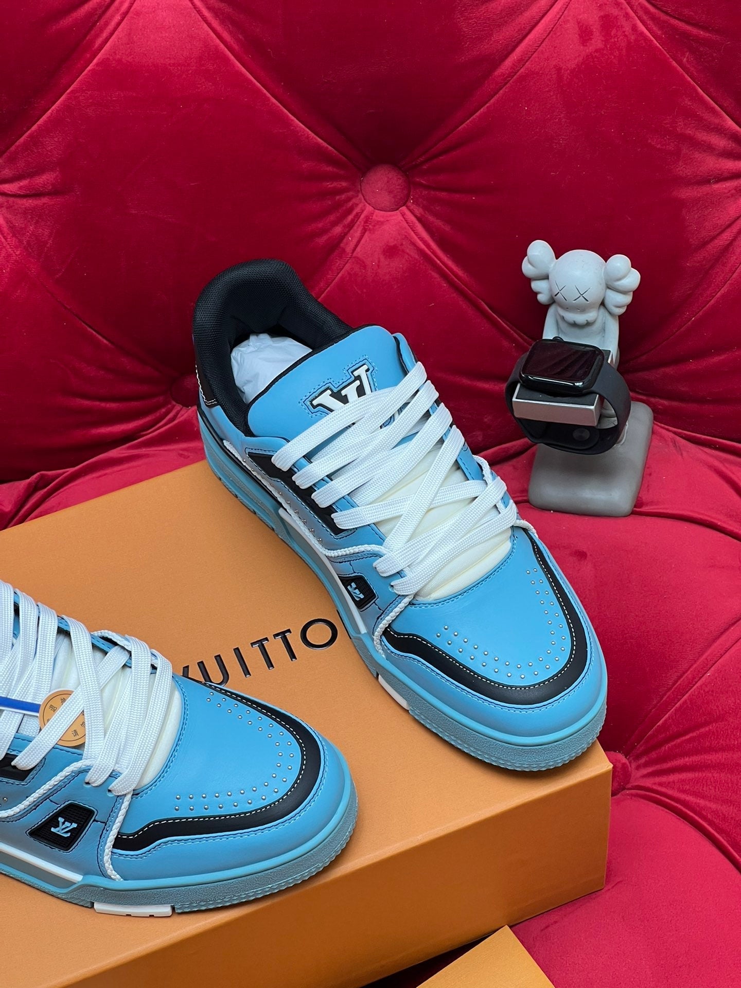 LV Trainer Sneaker Blue Microfiber Leather