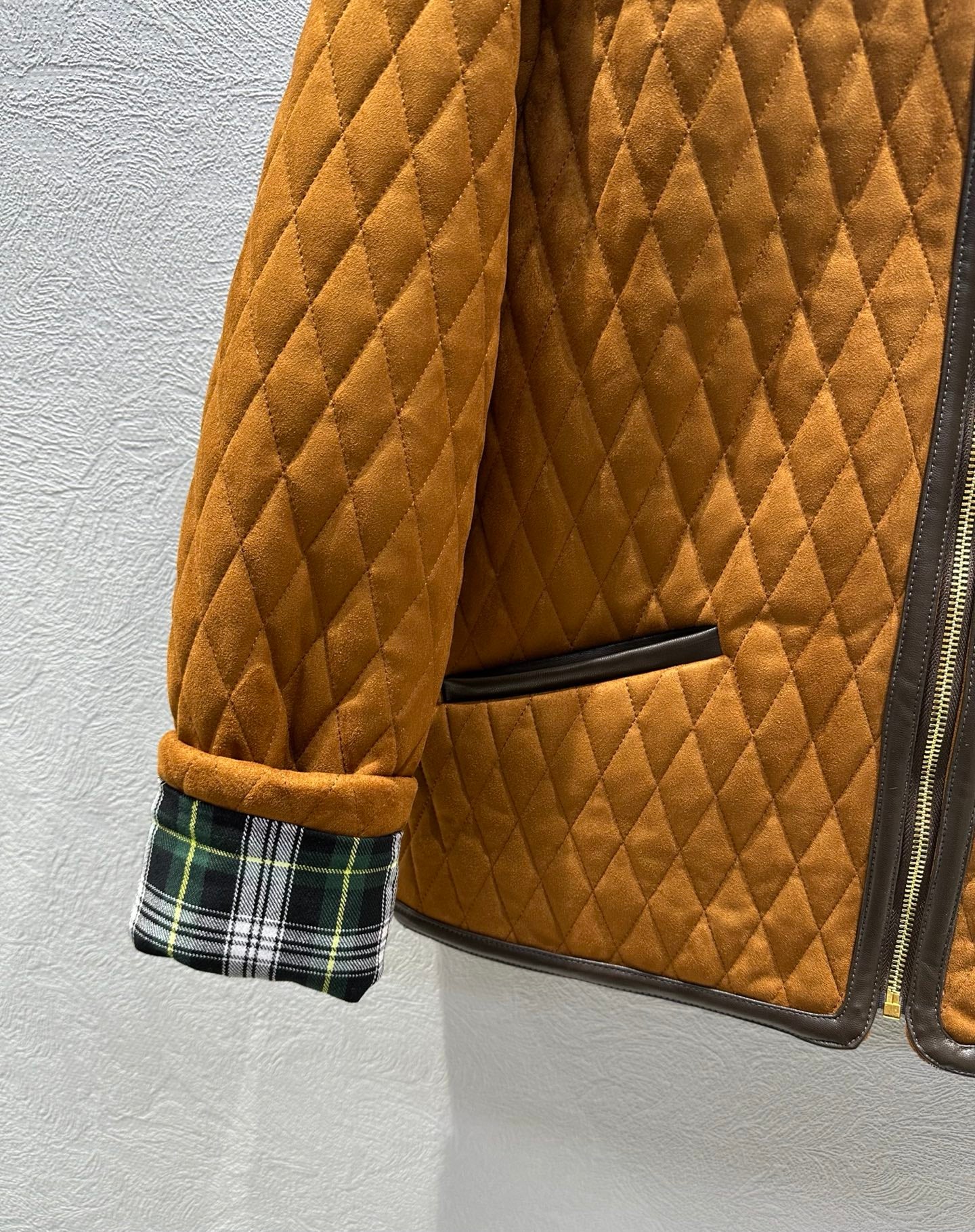 Celine 25 Quilted Jacket Brown Suede Leather