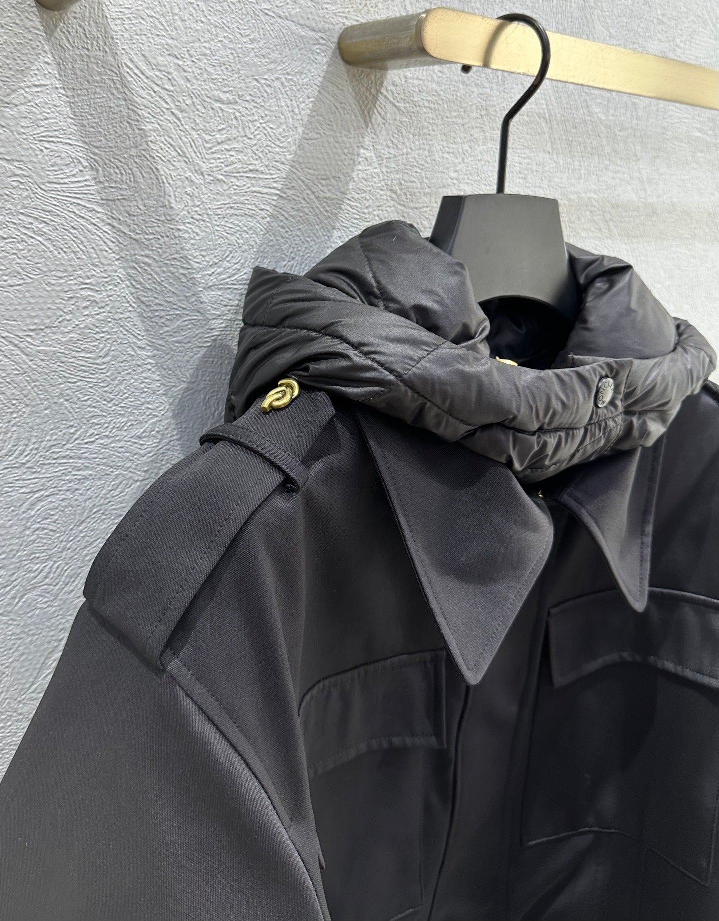 MC 2025 Essalois Hooded Down Field Jacket Black Viscose Polyester