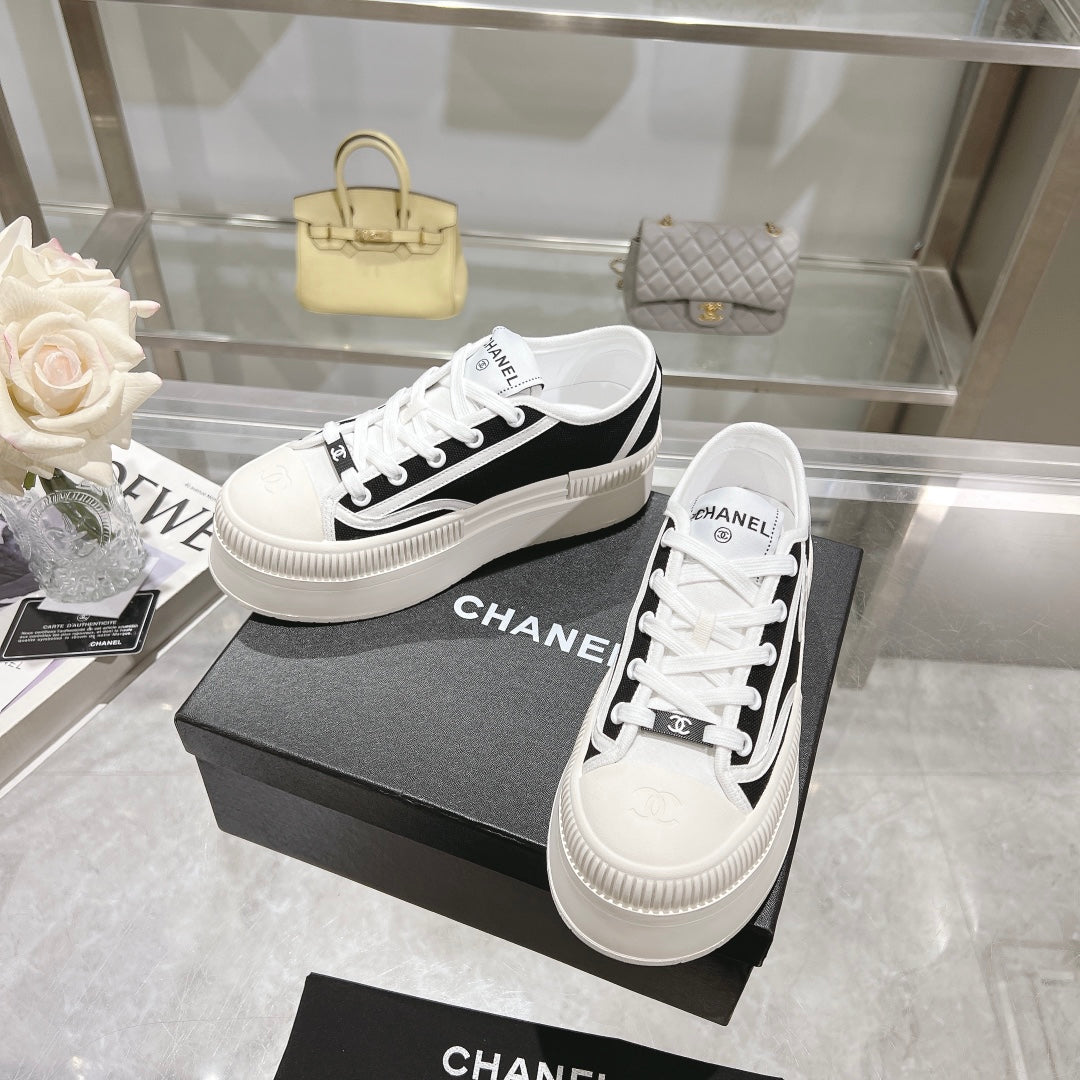 CC Sneaker Black Fabric And Lambskin