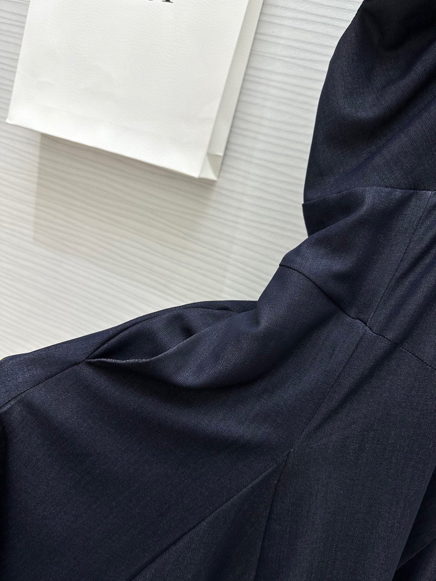 CD 25 V-neck Puff Sleeve Dress black Satin Silk