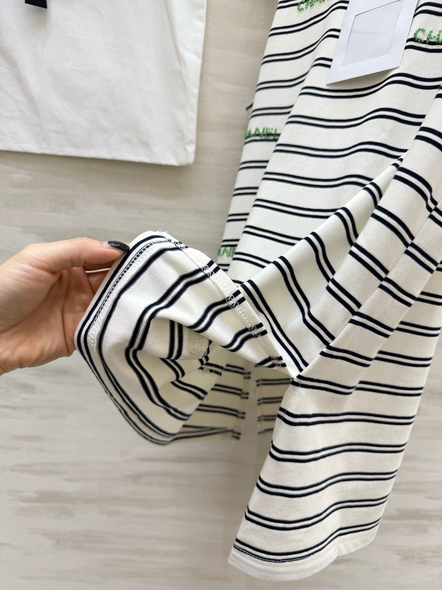 Chanel 2026 Striped Embroidered Vest White Black Cotton 213363