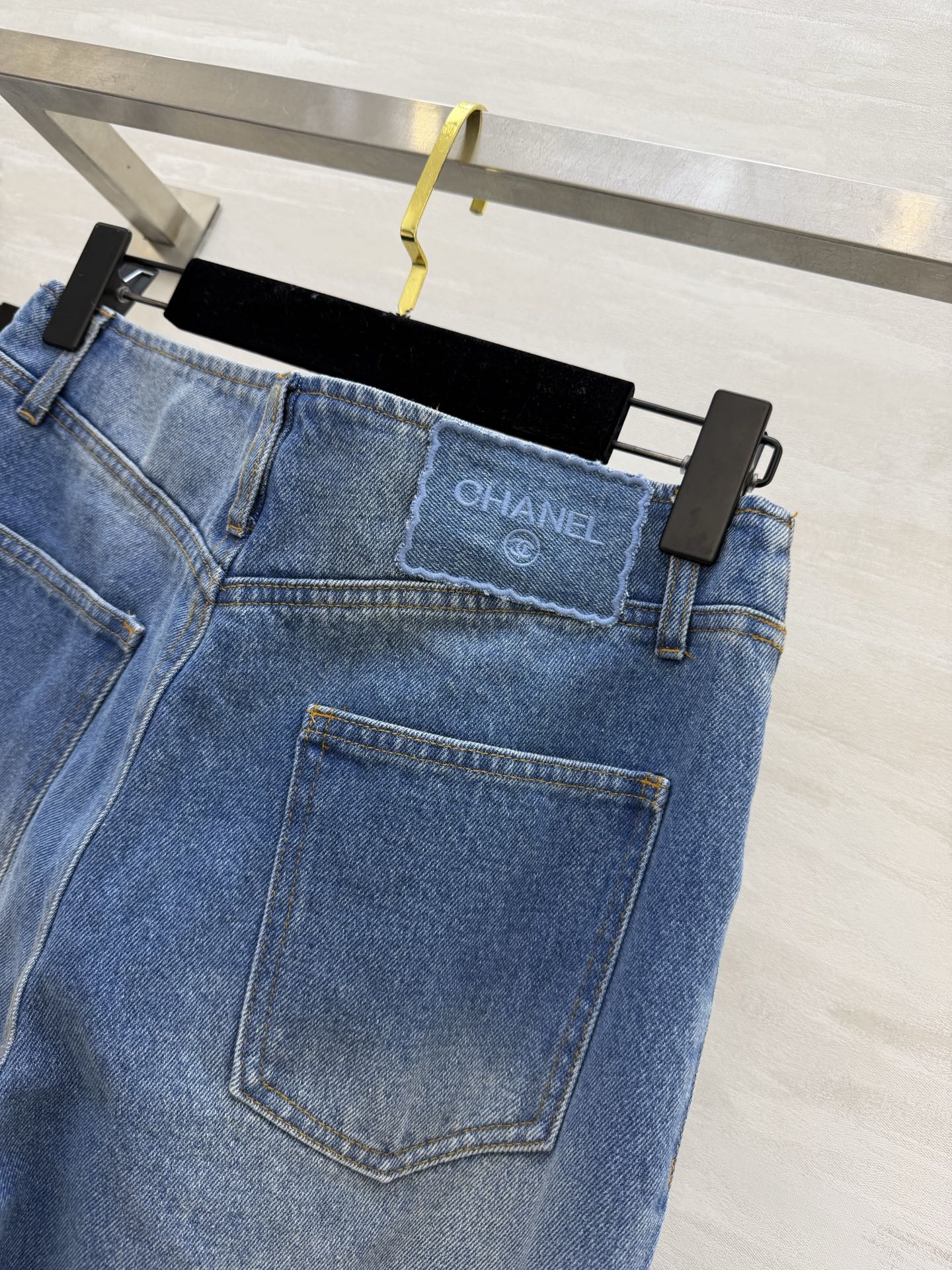 Chanel 2026 Distressed Flared Jeans Blue Cotton 367310